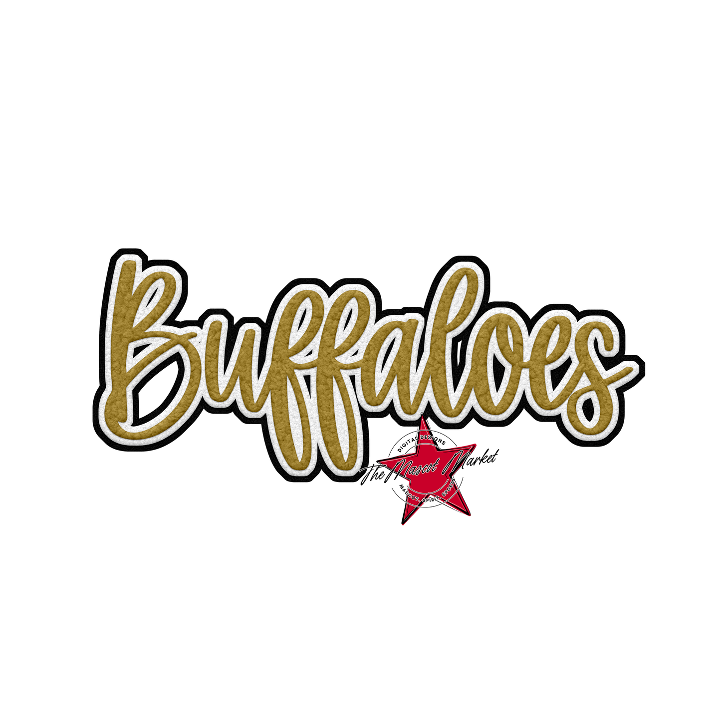 Buffaloes Faux Chenille Patch-Gold