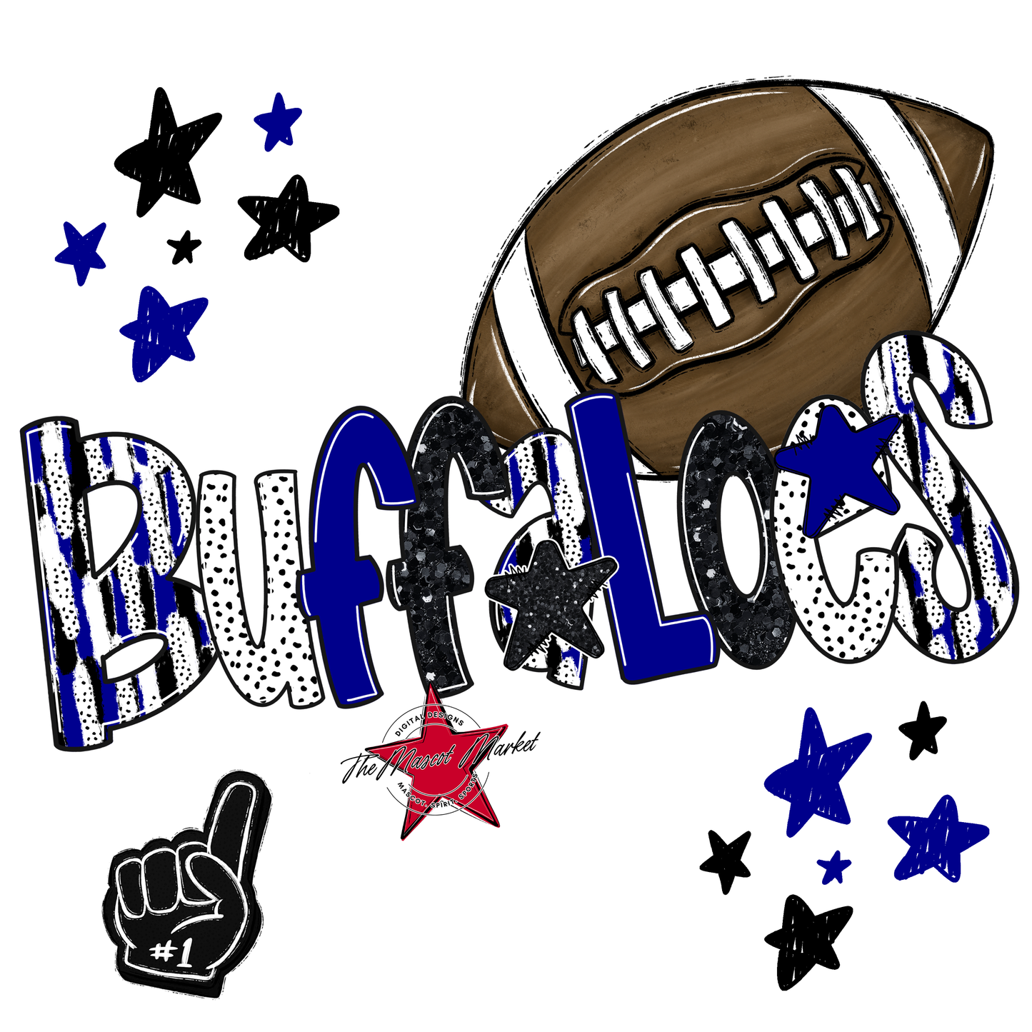 Buffaloes Football Scrape-Blue