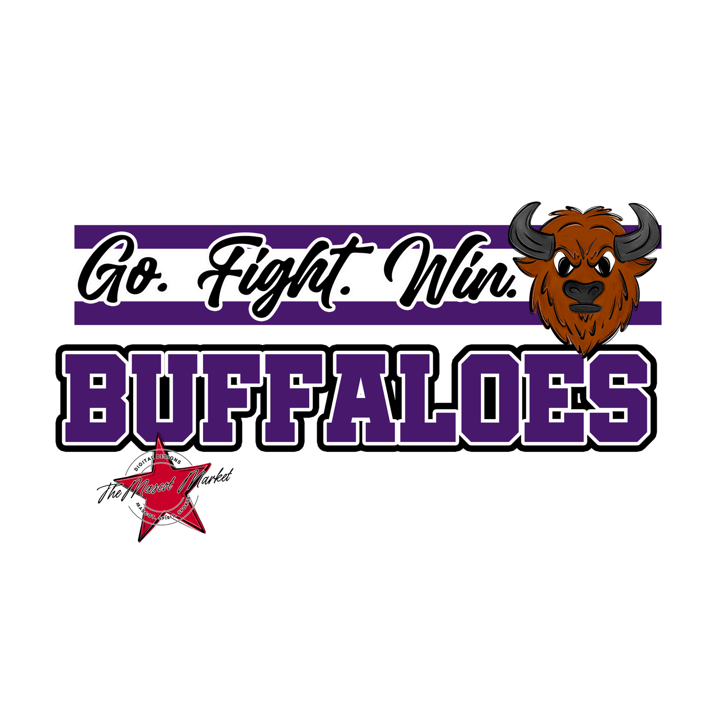 Buffaloes Go Fight Win Mascot Lines-Purple