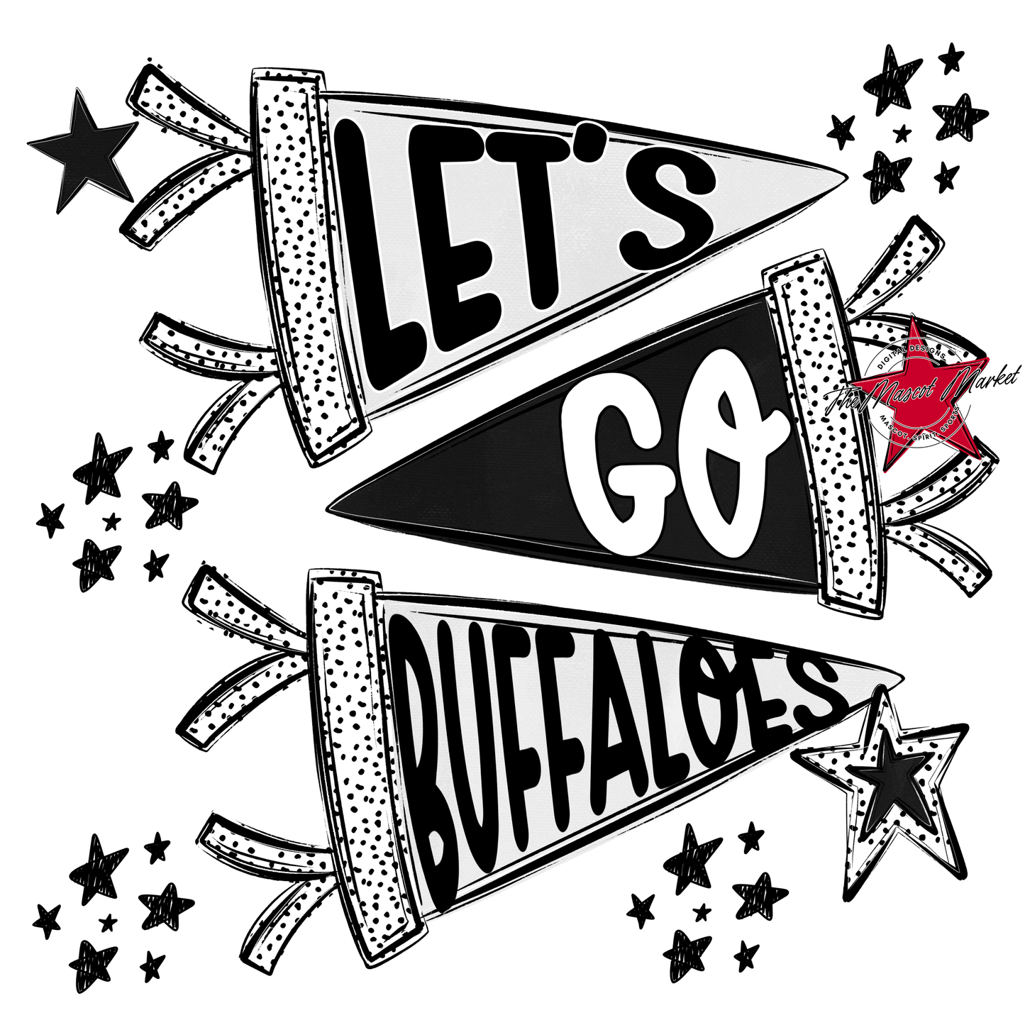 Buffaloes Let's Go Flag Design-Black