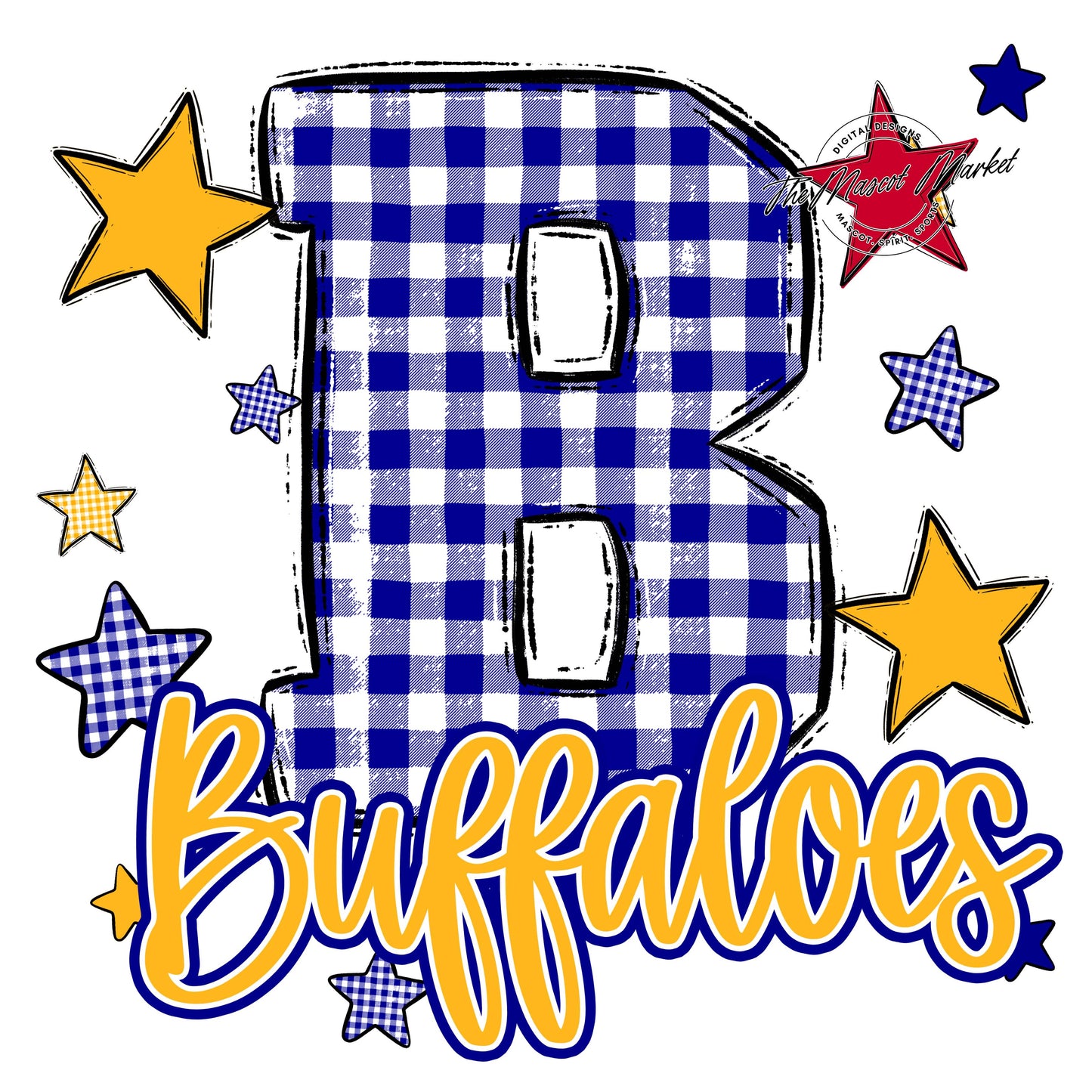 Buffaloes Plaid Star Design-Blue & Yellow