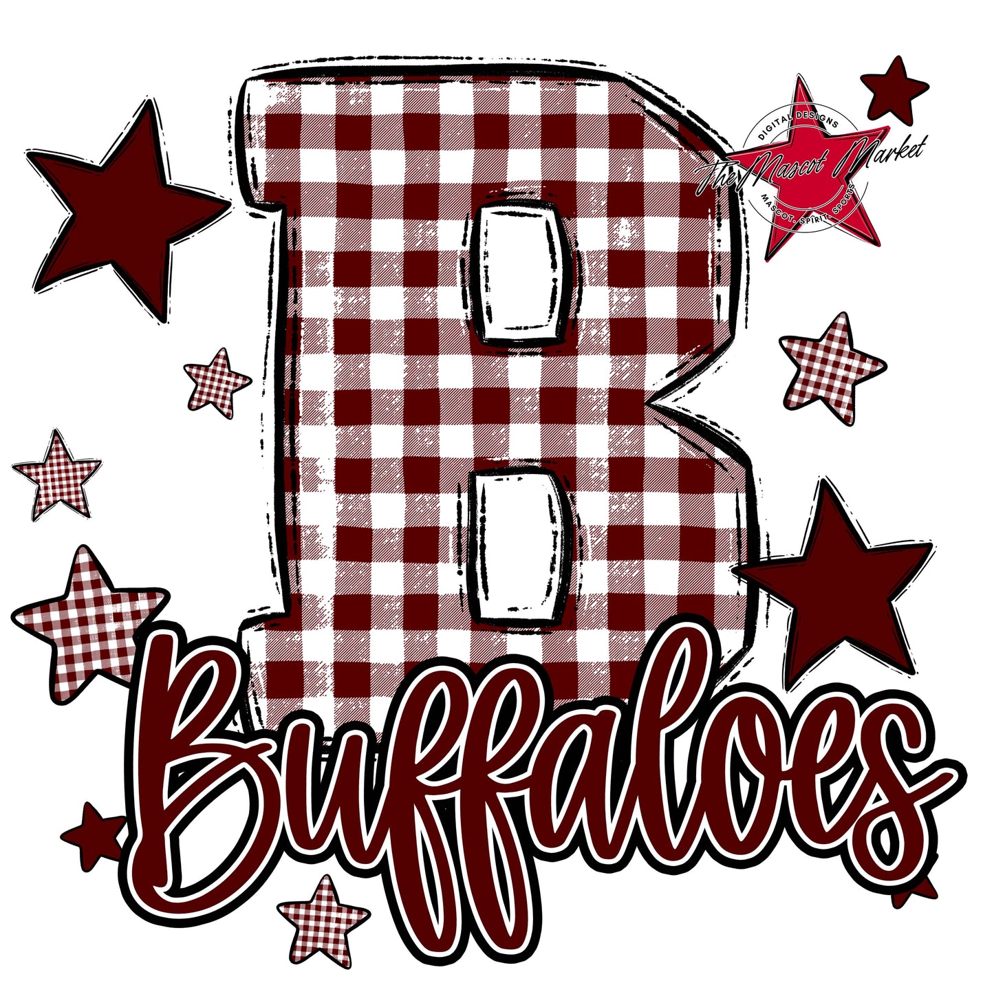 Buffaloes Plaid Star Design-Maroon