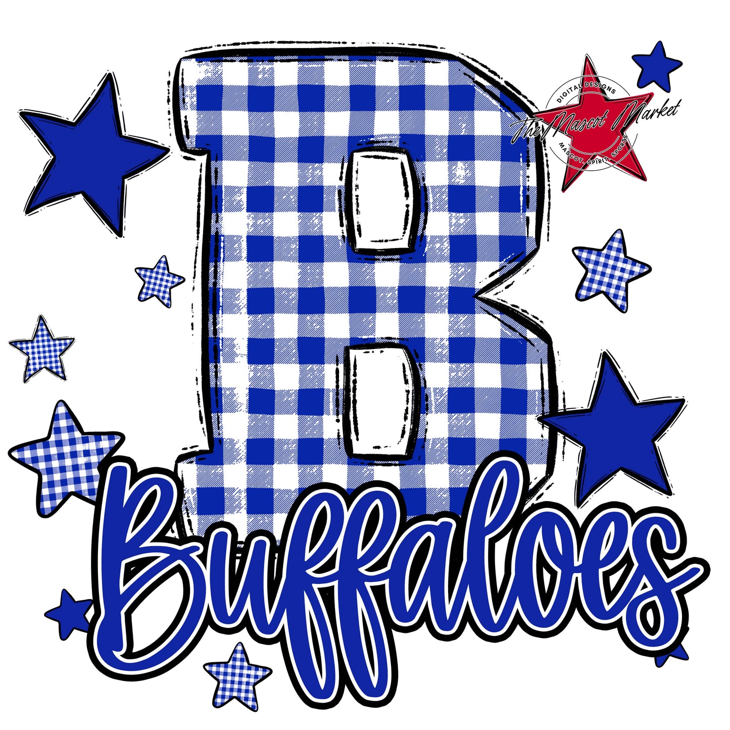 Buffaloes Plaid Star Design-Royal Blue