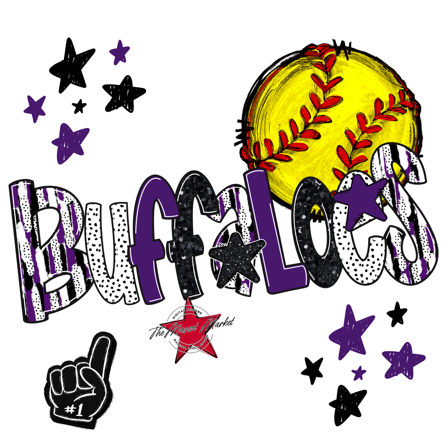 Buffaloes Softball Scrape-Purple