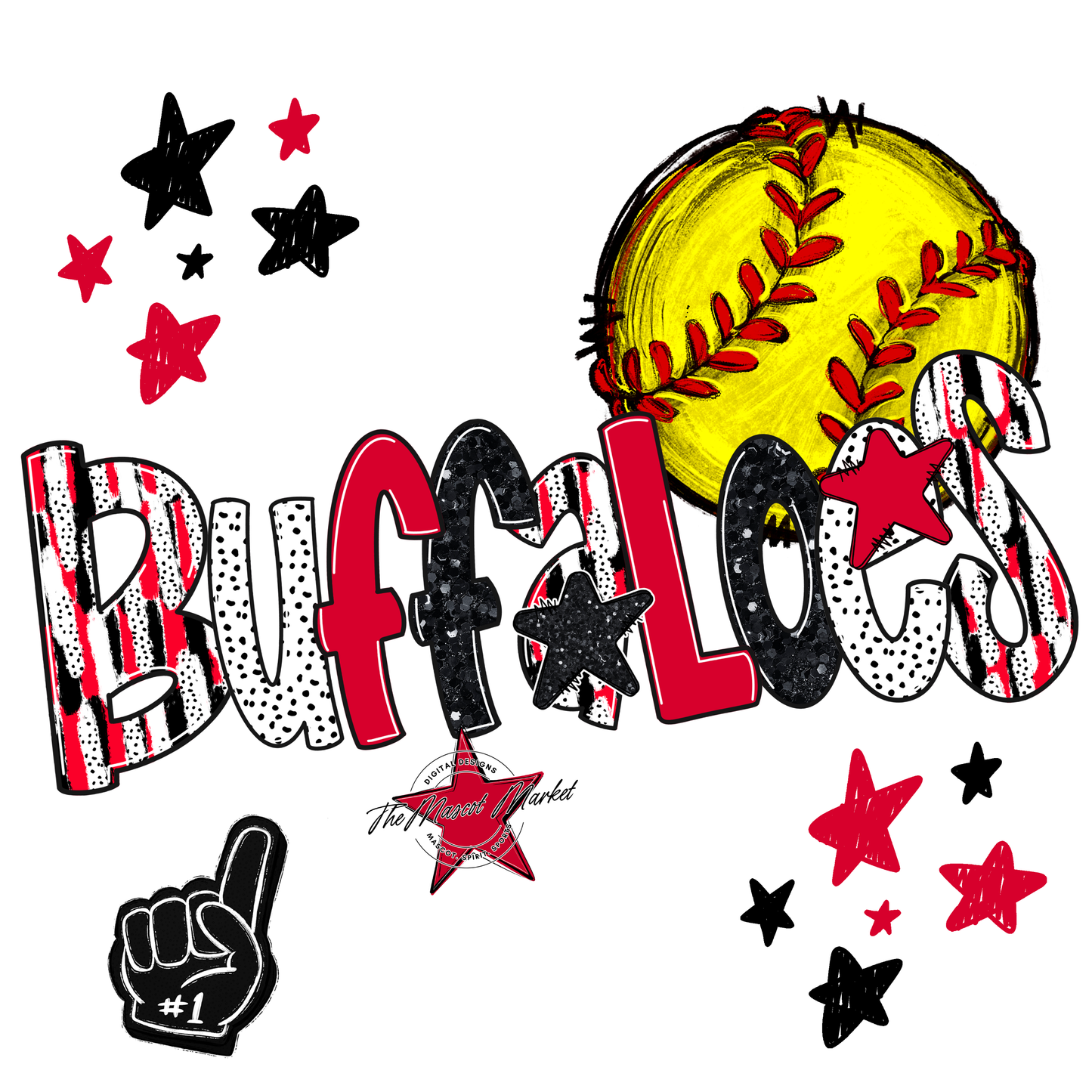 Buffaloes Softball Scrape-Red
