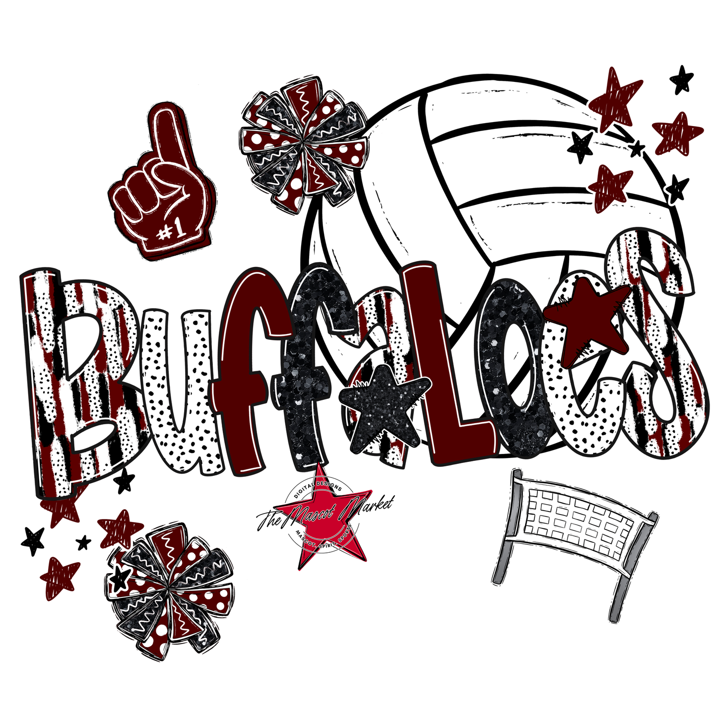 Buffaloes Volleyball Scrape-Maroon