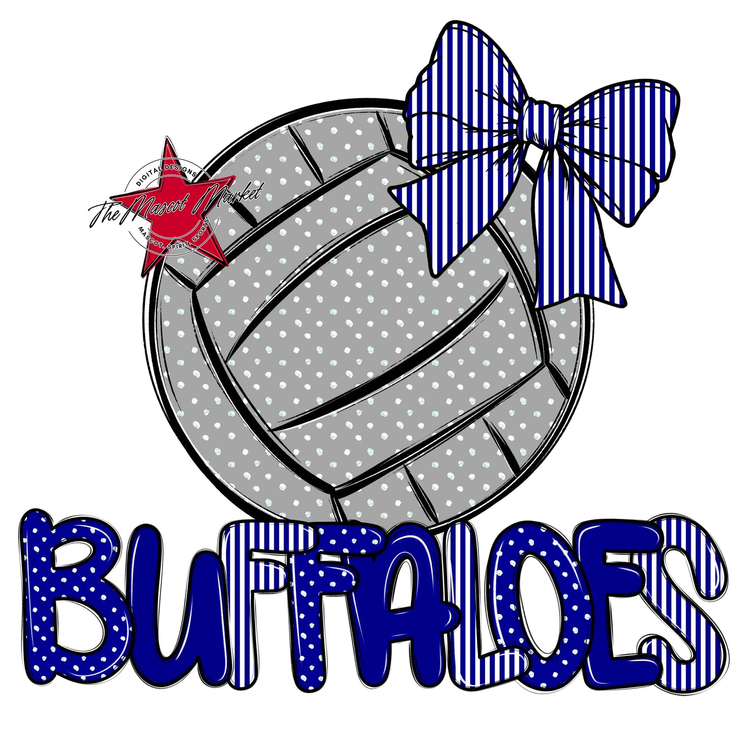 Buffaloes Volleyball Spirit Design-Blue