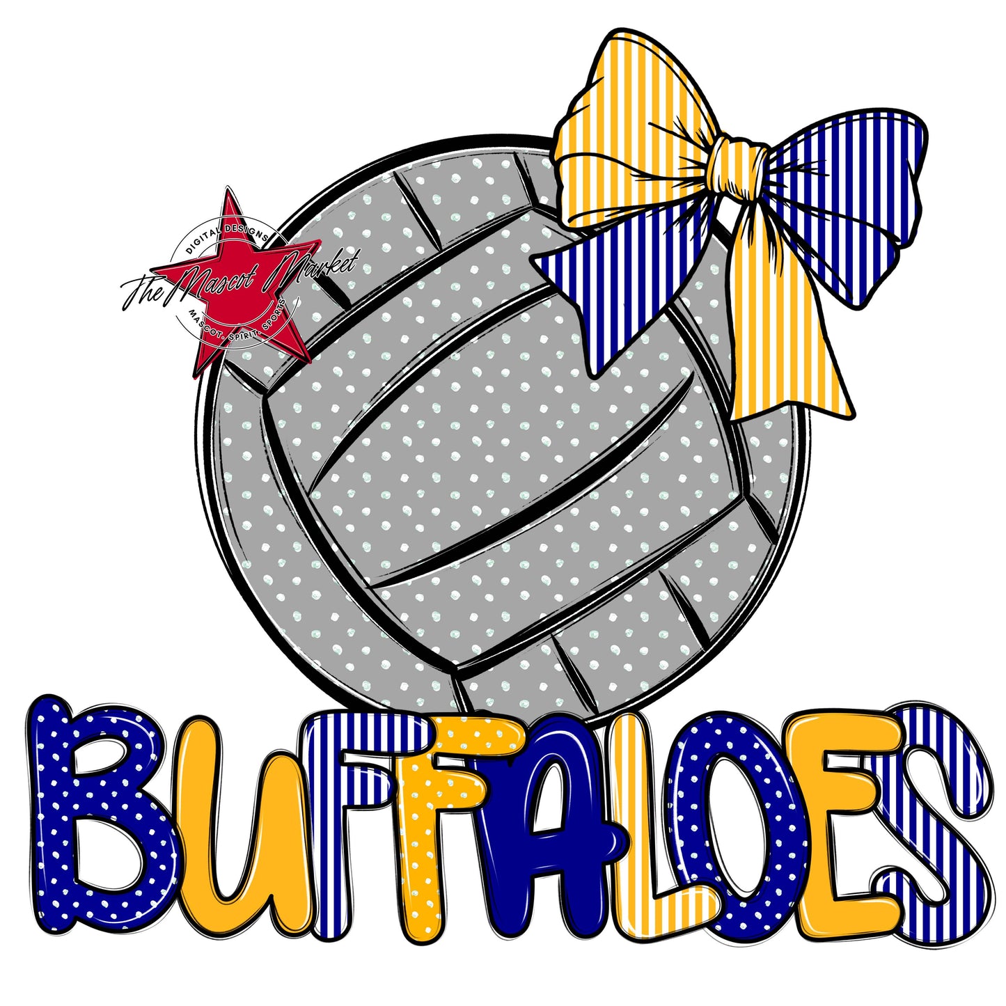 Buffaloes Volleyball Spirit Design-Blue & Yellow