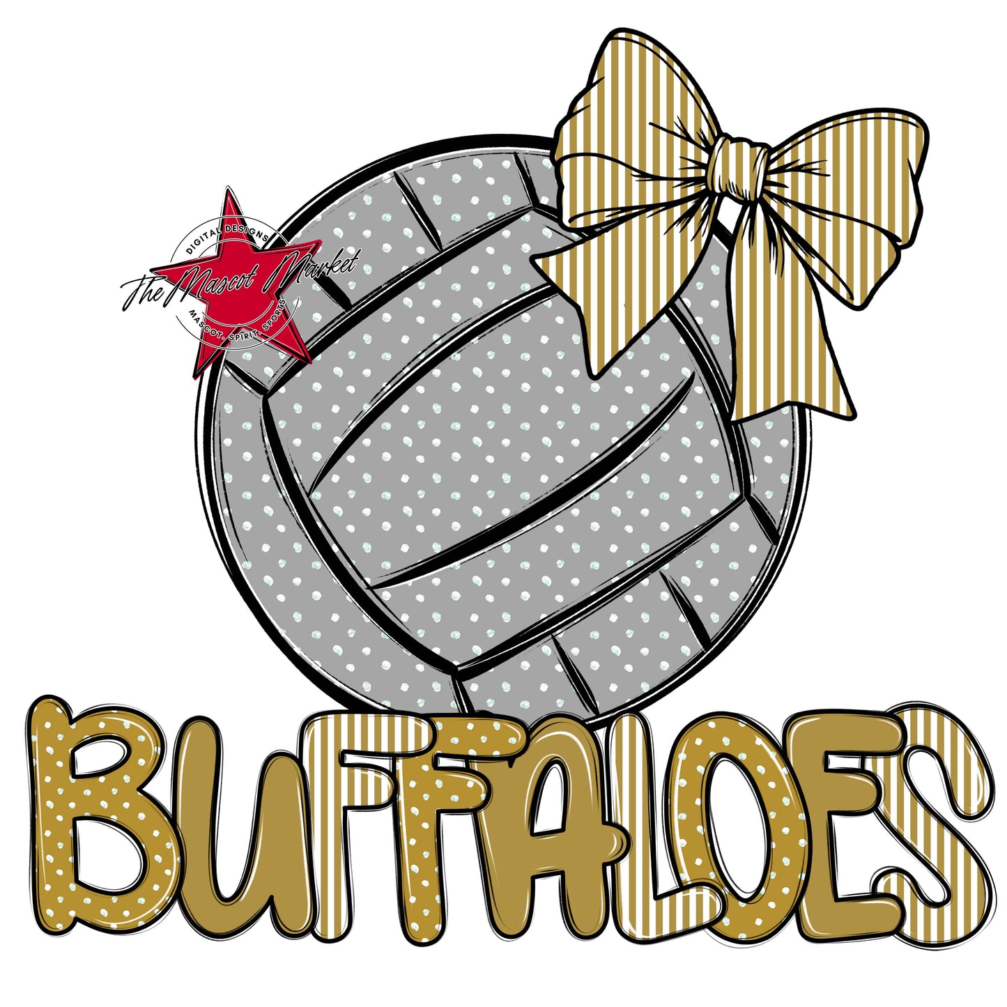 Buffaloes Volleyball Spirit Design-Gold