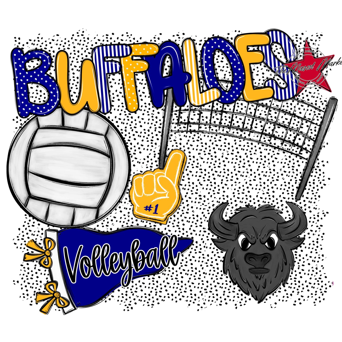 Buffaloes Volleyball Spirit-Blue & Yellow