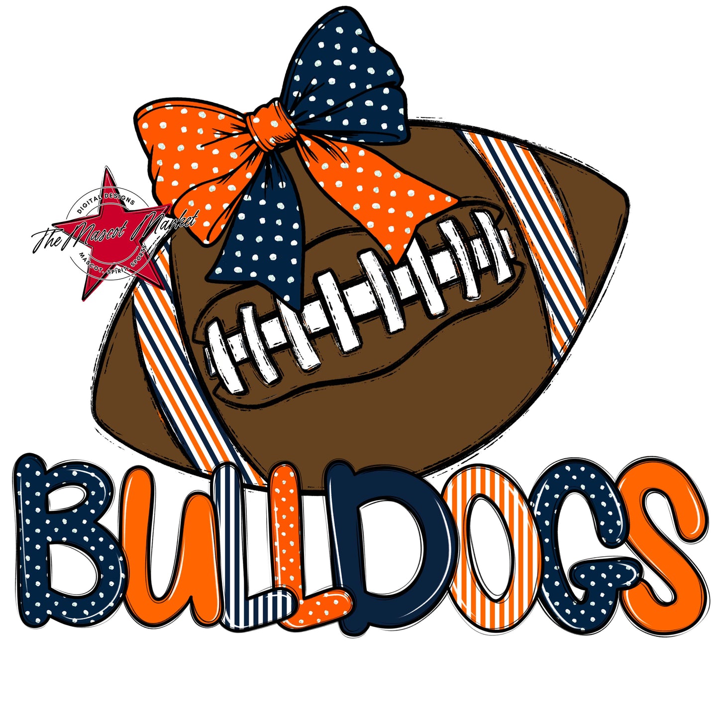 Bulldogs Football Spirit Design-Navy & Orange