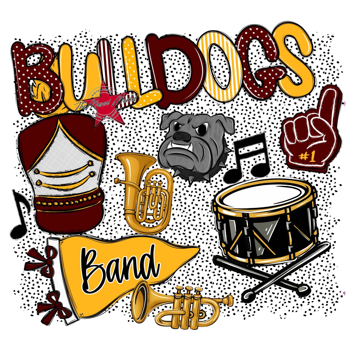 Bulldogs Band Spirit-Maroon & Yellow
