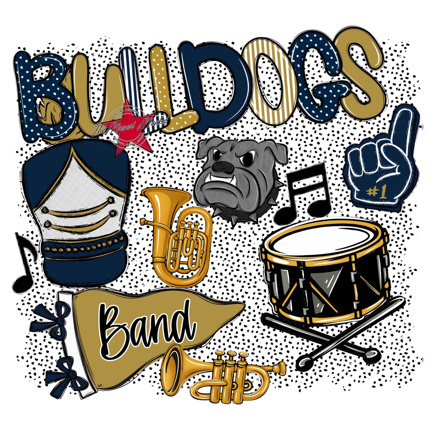 Bulldogs Band Spirit-Navy & Gold