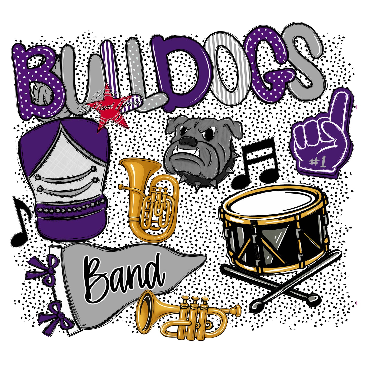 Bulldogs Band Spirit-Purple & Grey