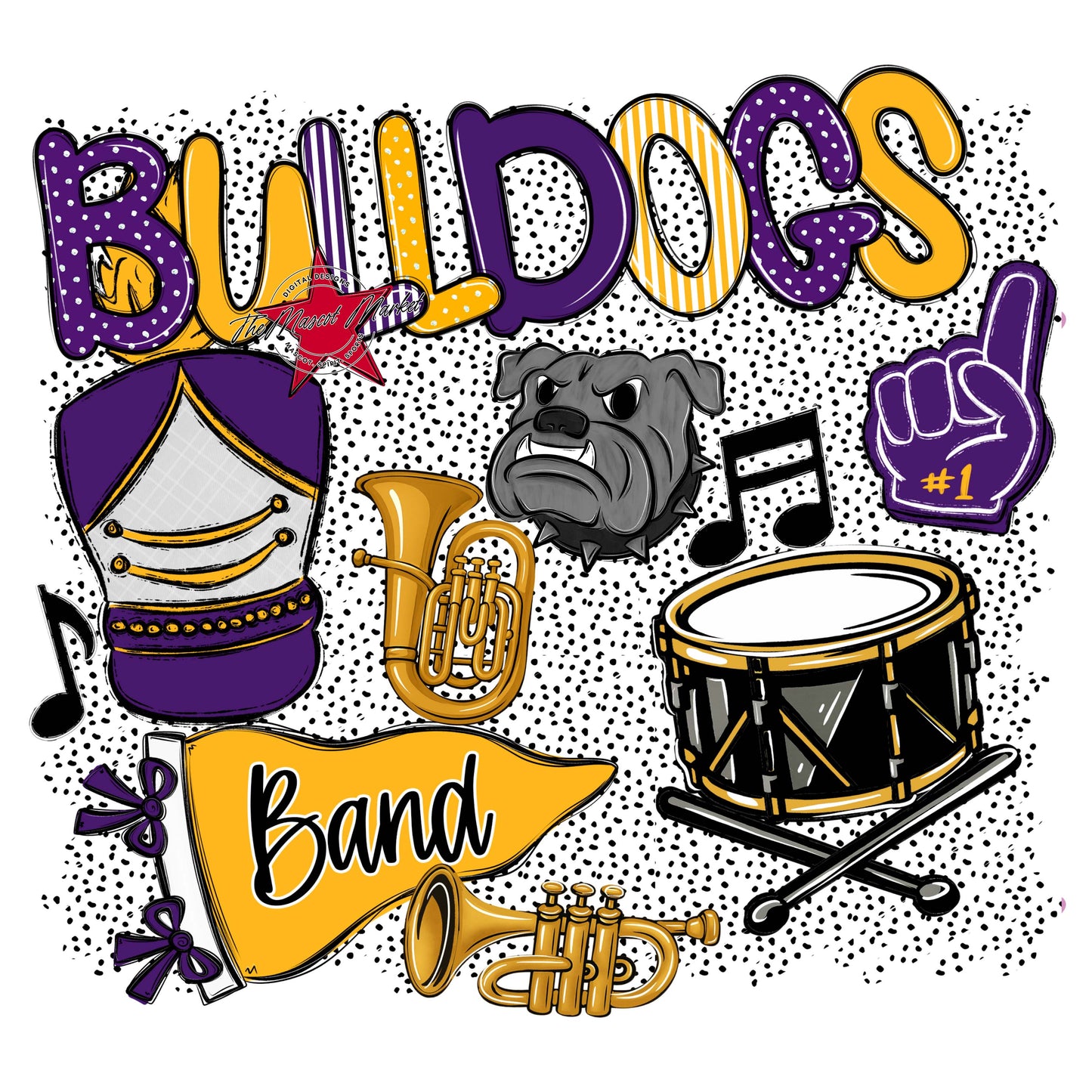 Bulldogs Band Spirit-Purple & Yellow