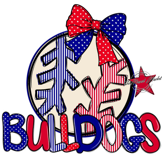 Bulldogs Baseball-Softball Spirit Design-Blue & Red