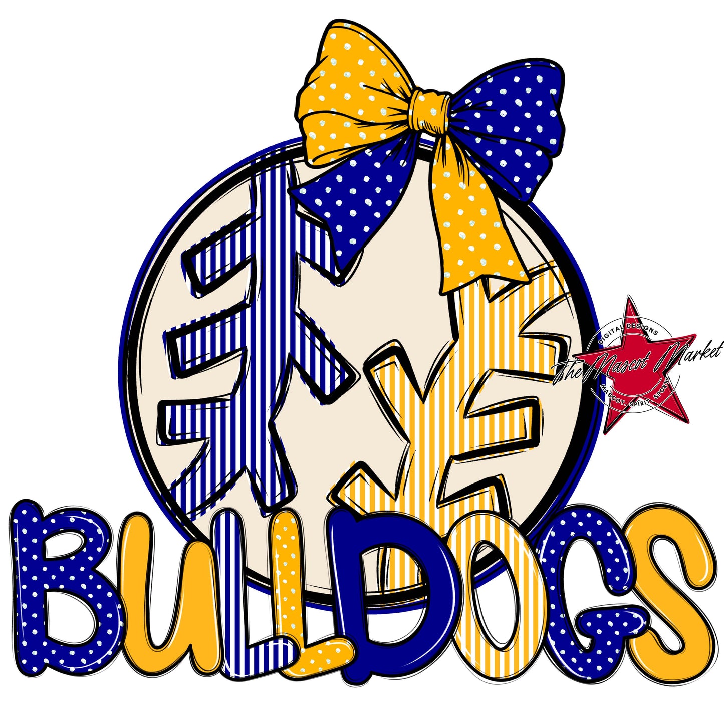 Bulldogs Baseball-Softball Spirit Design-Blue & Yellow