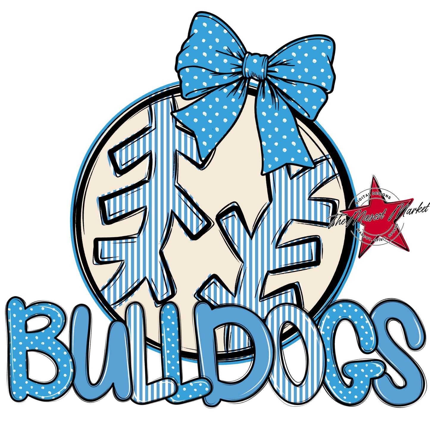 Bulldogs Baseball-Softball Spirit Design-Carolina Blue