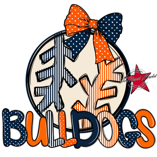 Bulldogs Baseball-Softball Spirit Design-Navy & Orange