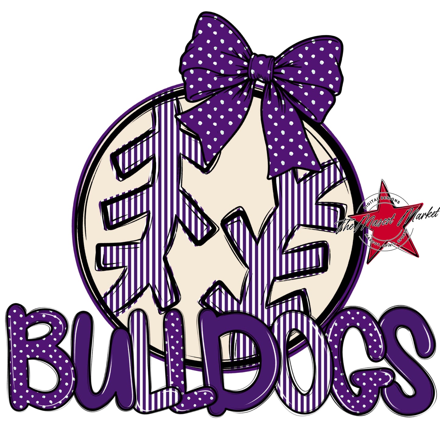 Bulldogs Baseball-Softball Spirit Design-Purple