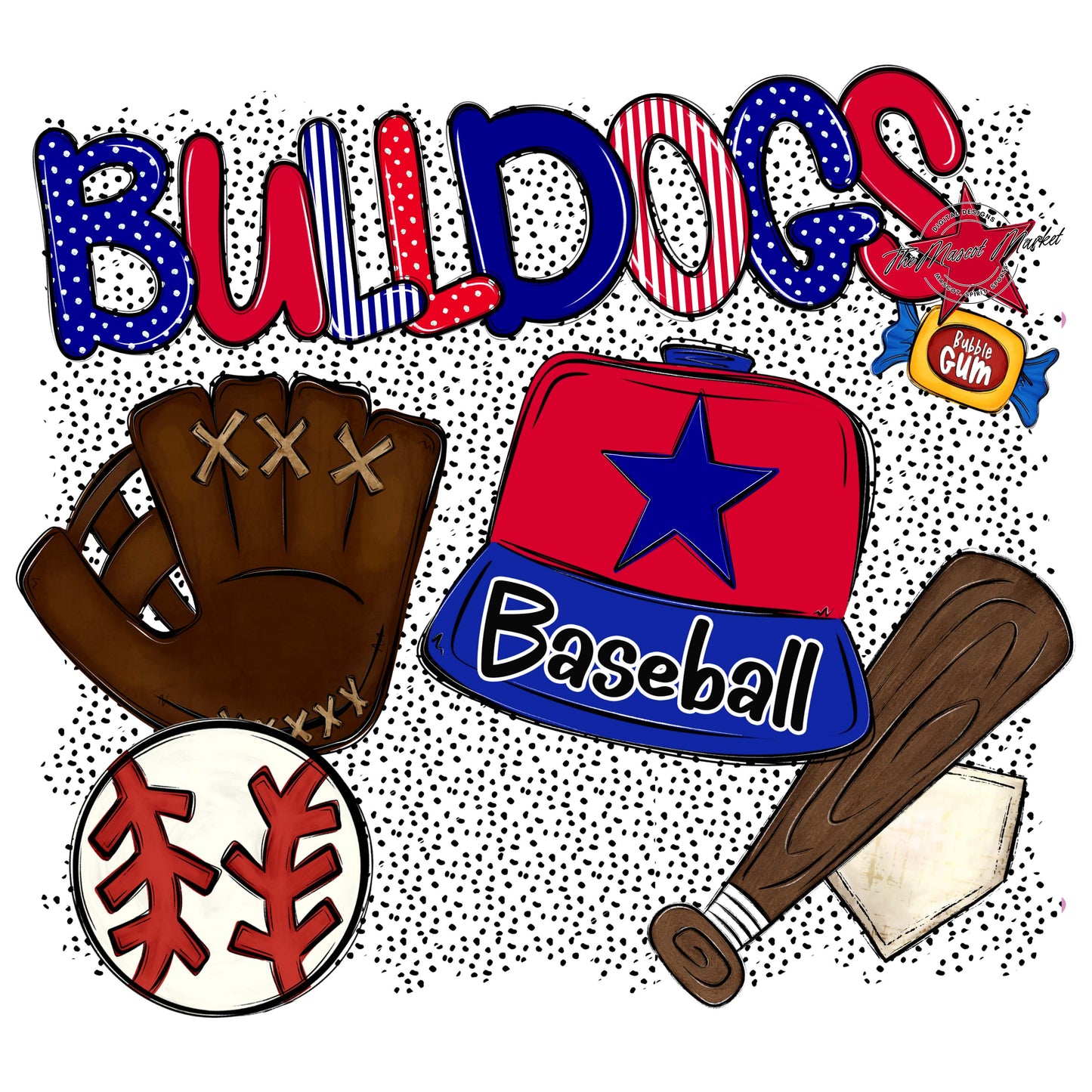 Bulldogs Baseball Spirit-Blue & Red