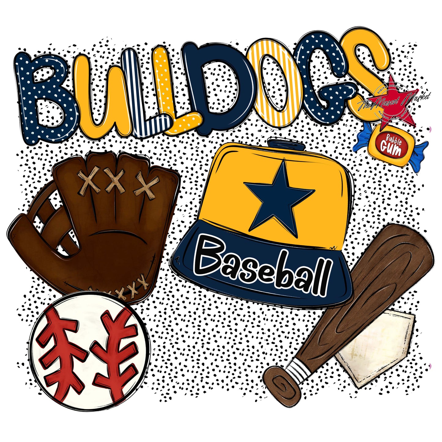 Bulldogs Baseball Spirit-Navy & Yellow