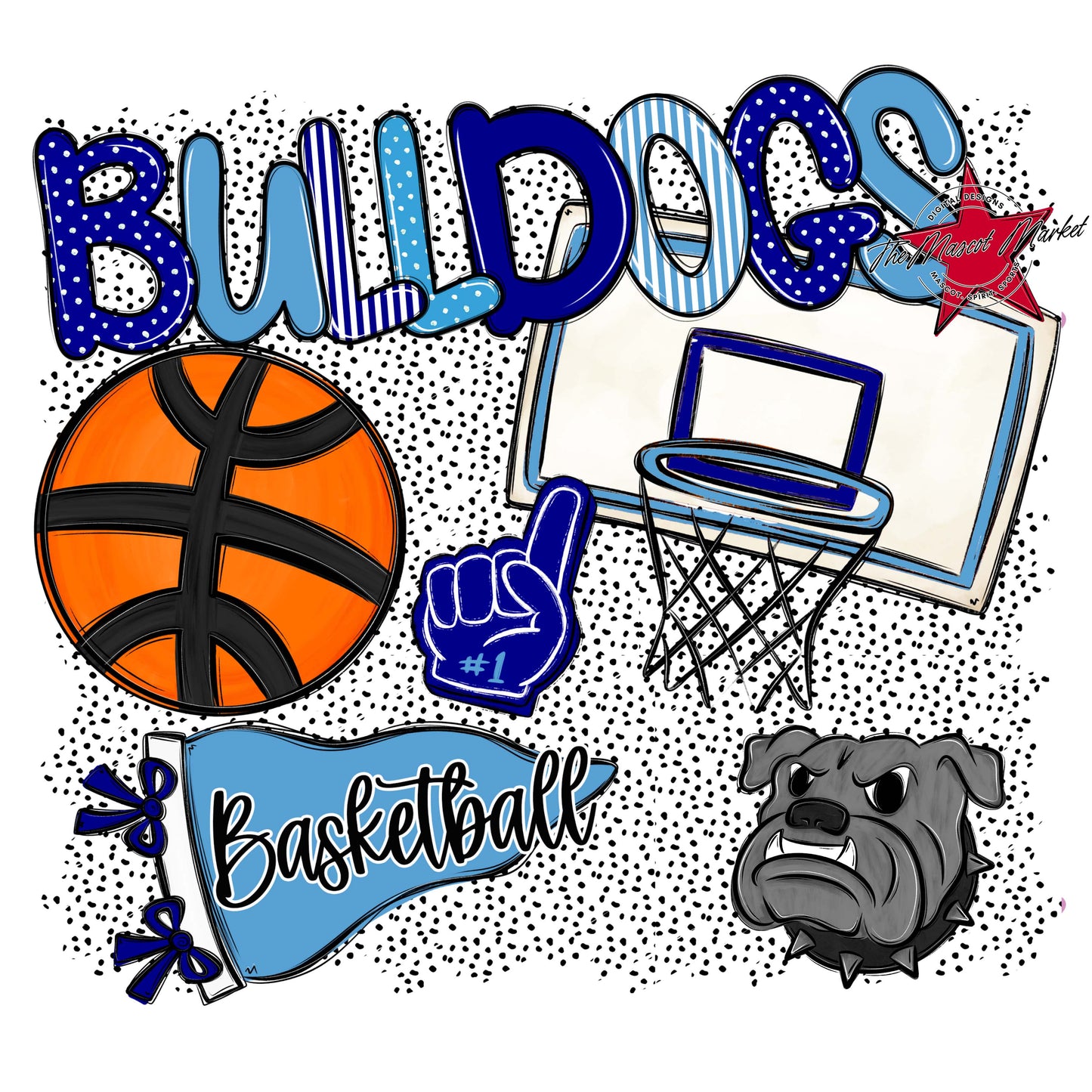 Bulldogs Basketball Spirit-Blue & Carolina Blue