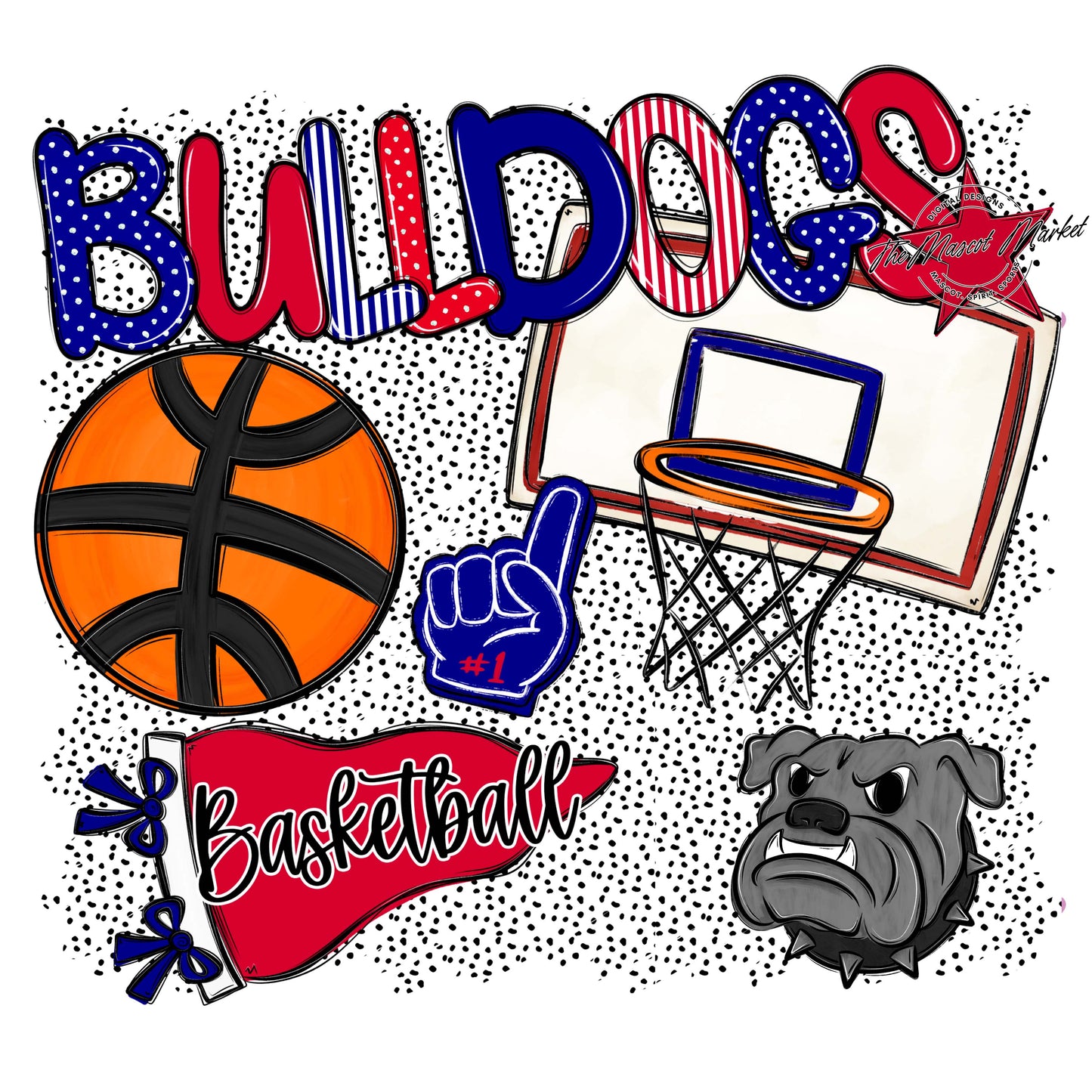 Bulldogs Basketball Spirit-Blue & Red