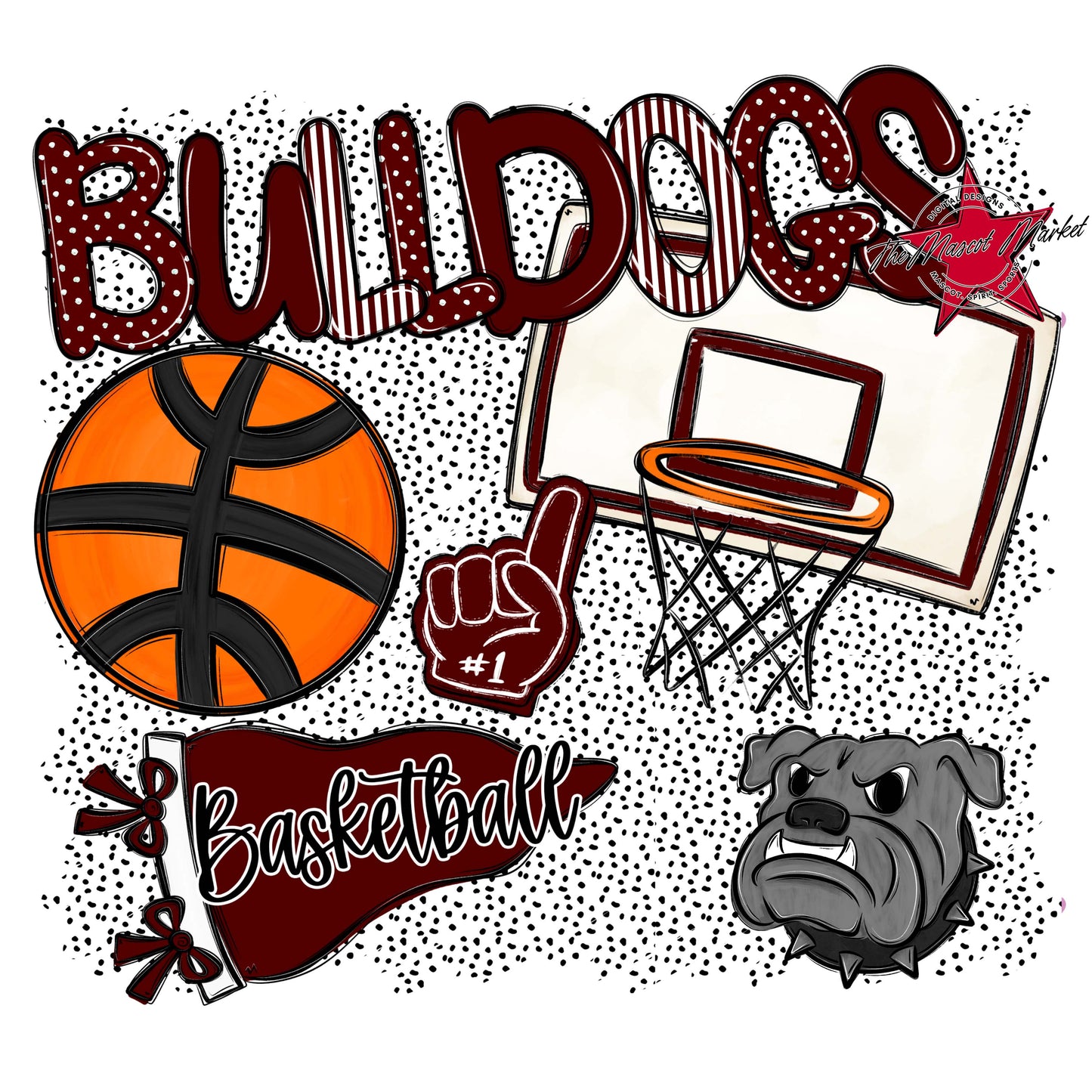 Bulldogs Basketball Spirit-Maroon