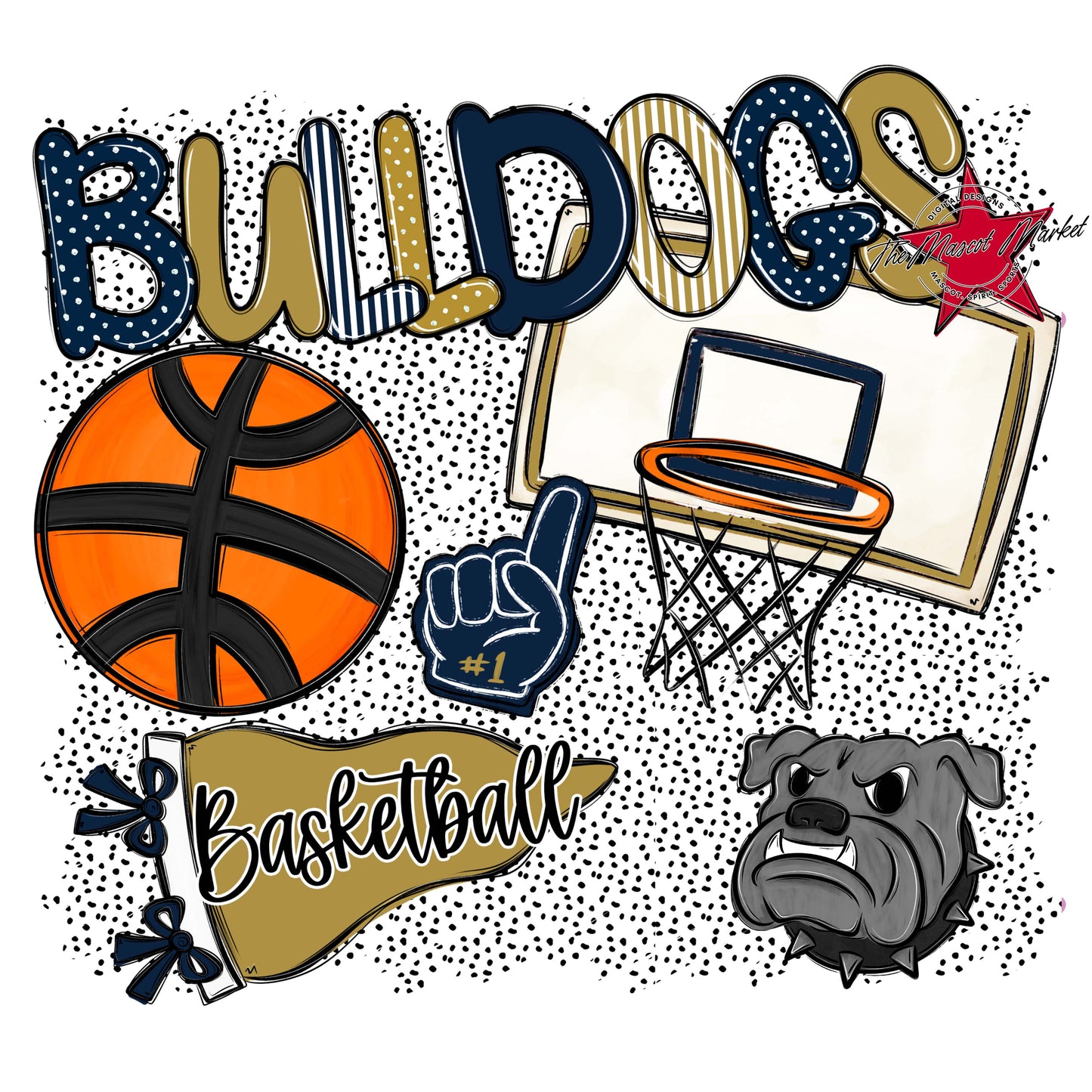 Bulldogs Basketball Spirit-Navy & Gold