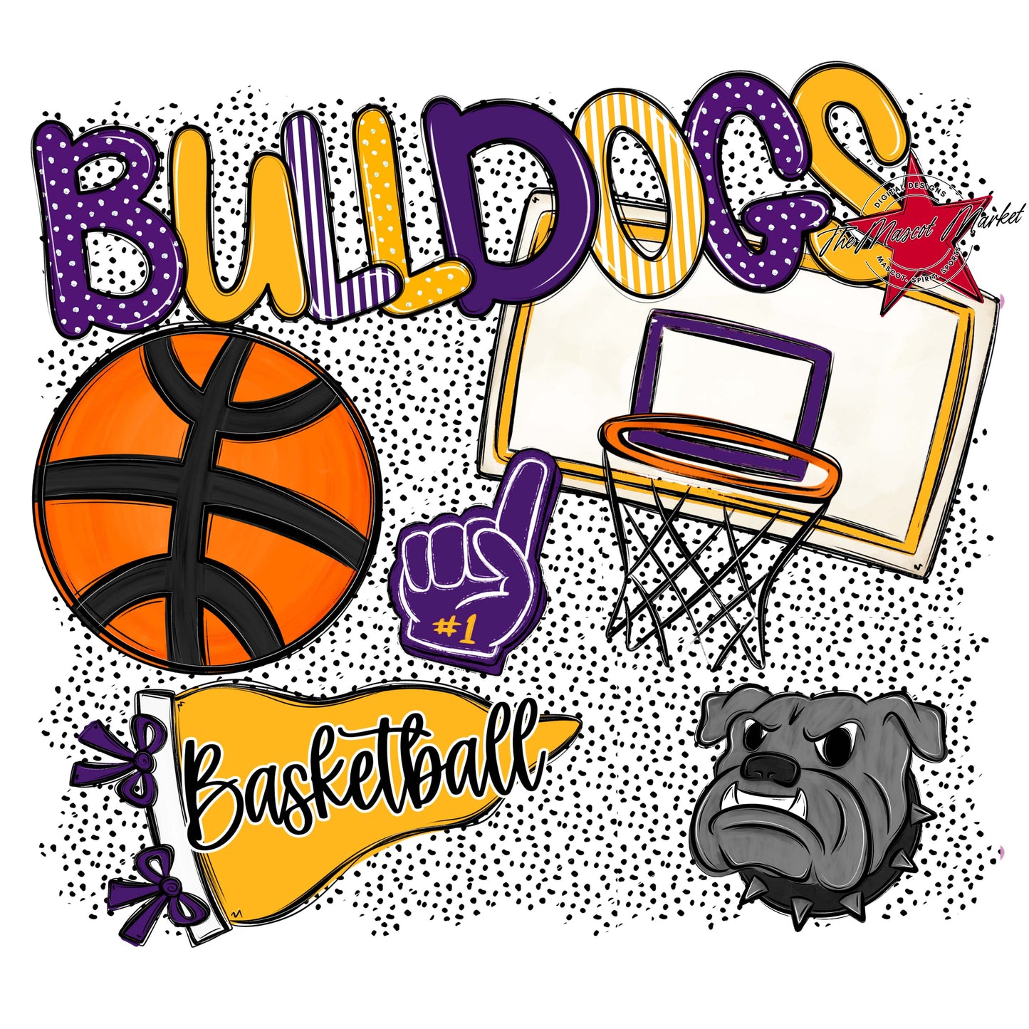 Bulldogs Basketball Spirit-Purple & Yellow