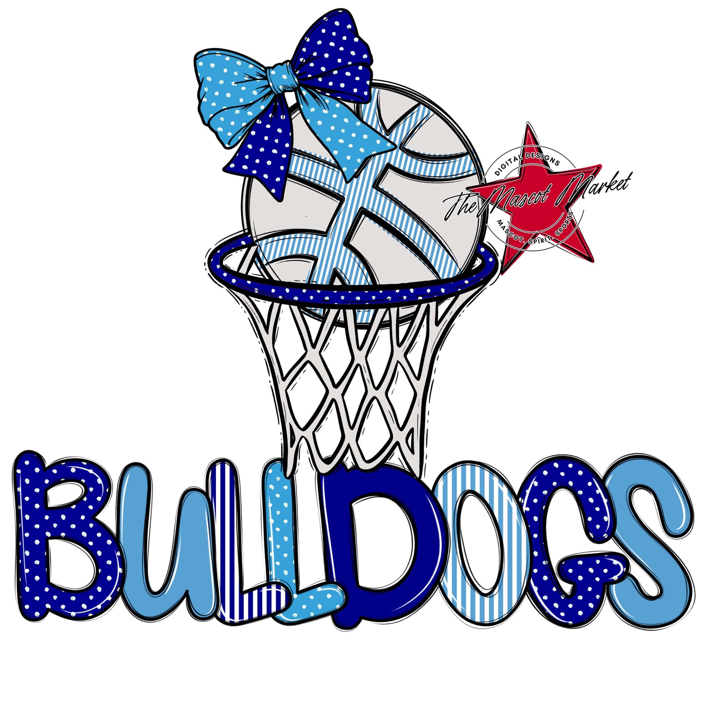 Bulldogs Basketball Spirit Design-Blue & Carolina Blue