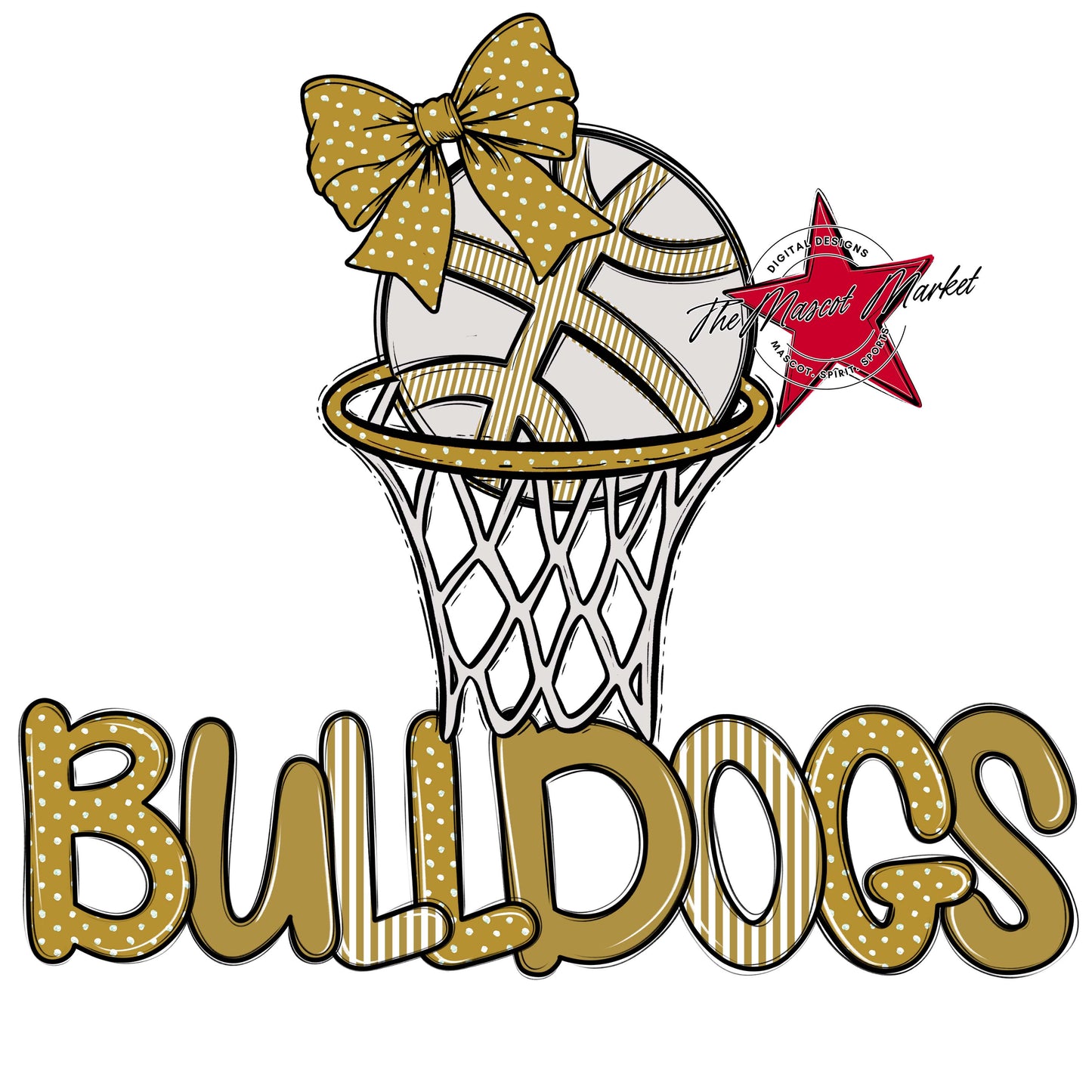 Bulldogs Basketball Spirit Design-Gold