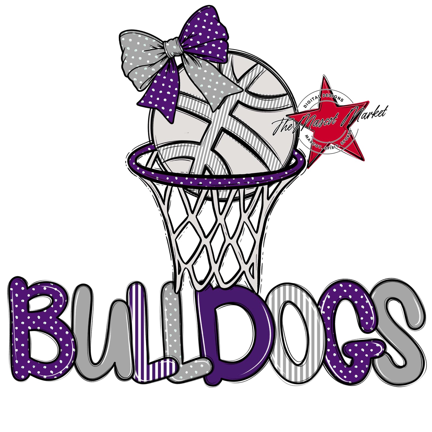 Bulldogs Basketball Spirit Design-Purple & Grey