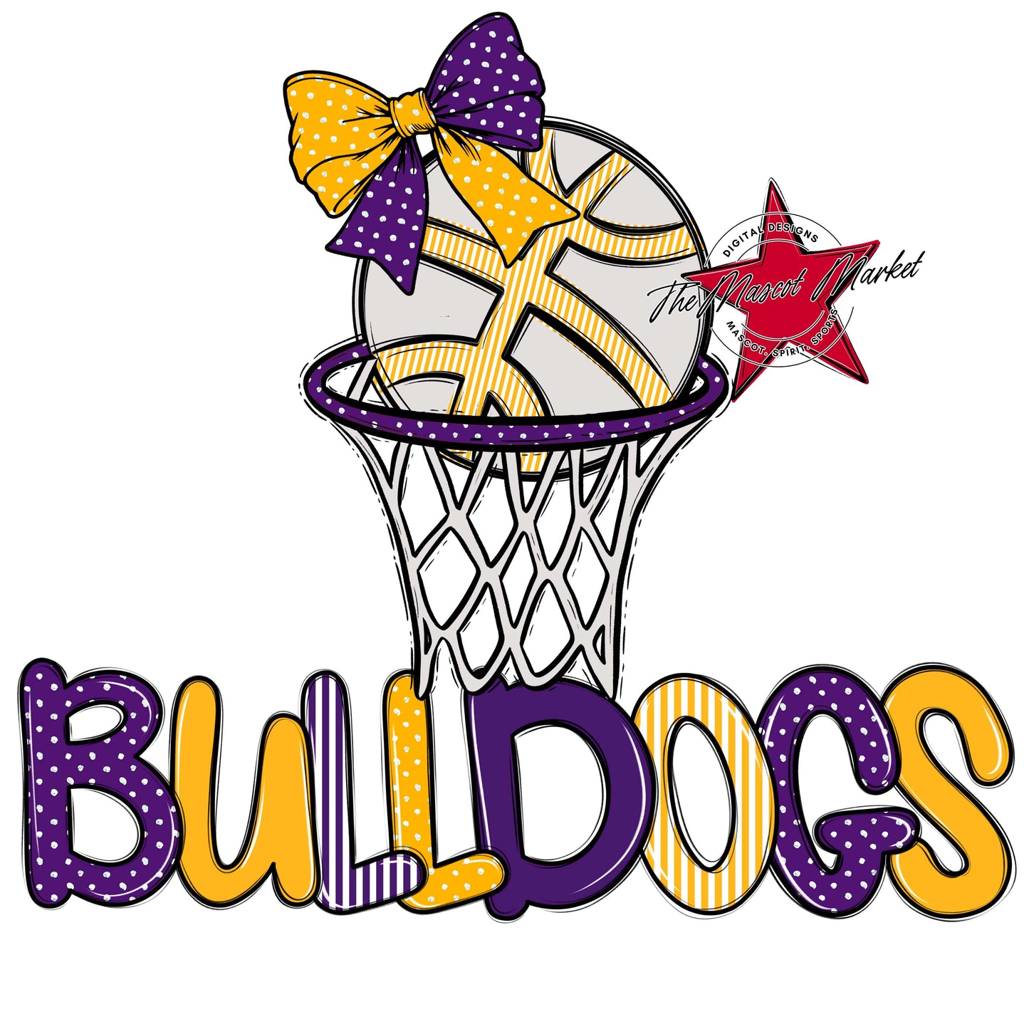 Bulldogs Basketball Spirit Design-Purple & Yellow