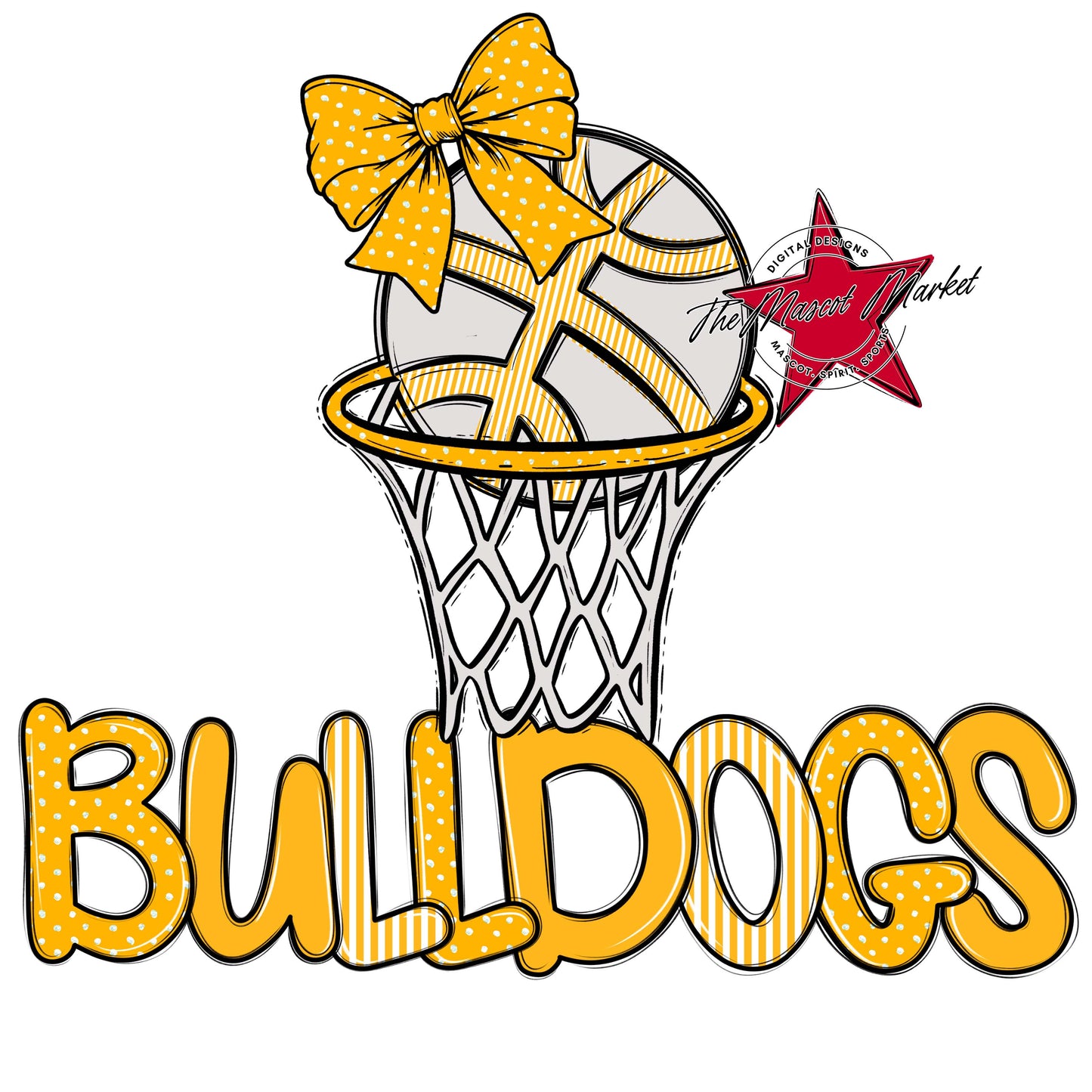 Bulldogs Basketball Spirit Design-Yellow