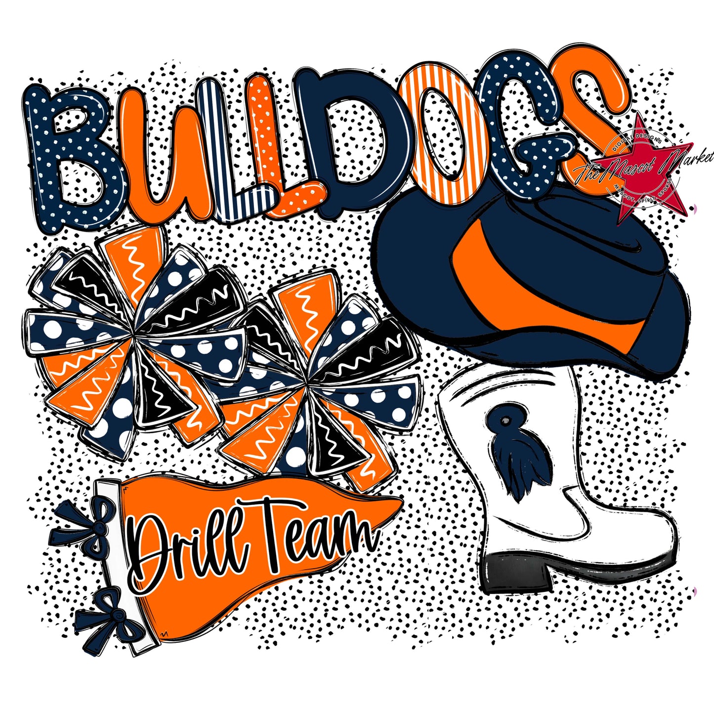 Bulldogs Drillteam Spirit-Navy & Orange