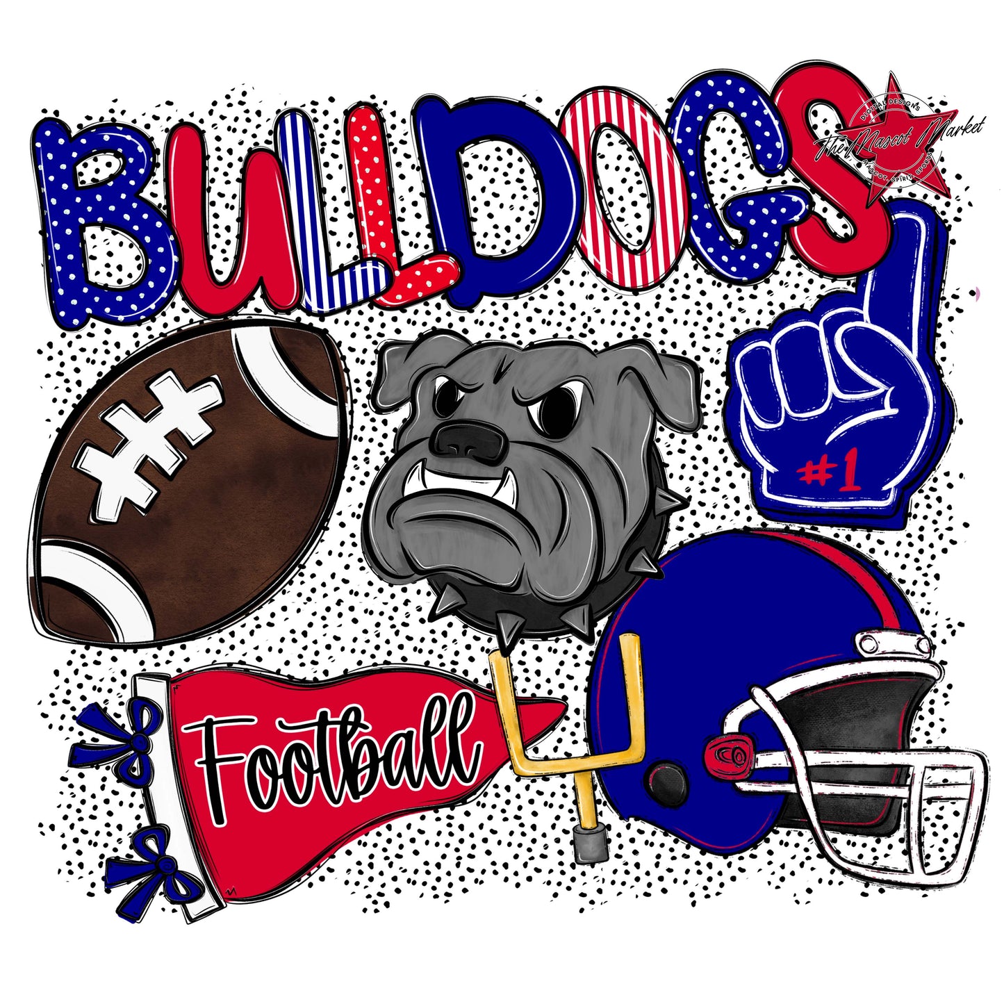 Bulldogs Football Spirit-Blue & Red