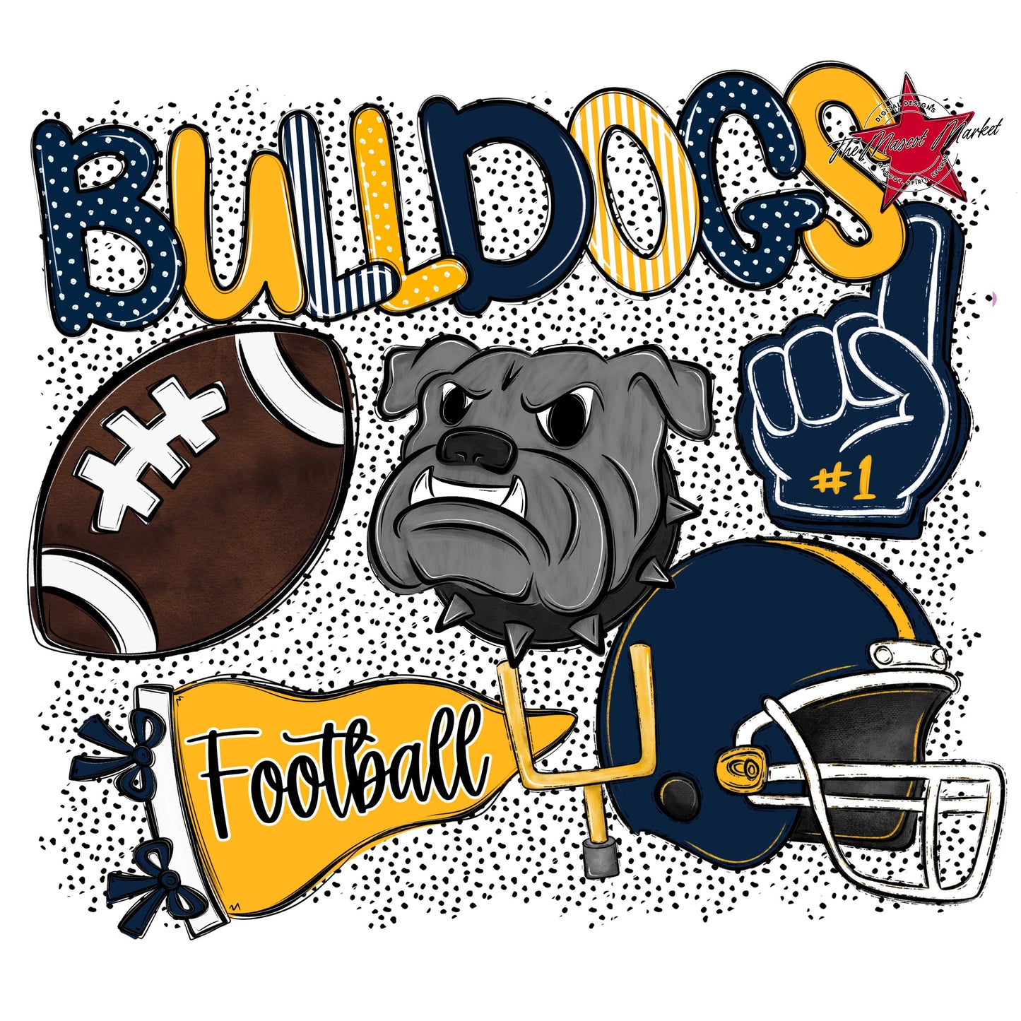 Bulldogs Football Spirit-Navy & Yellow