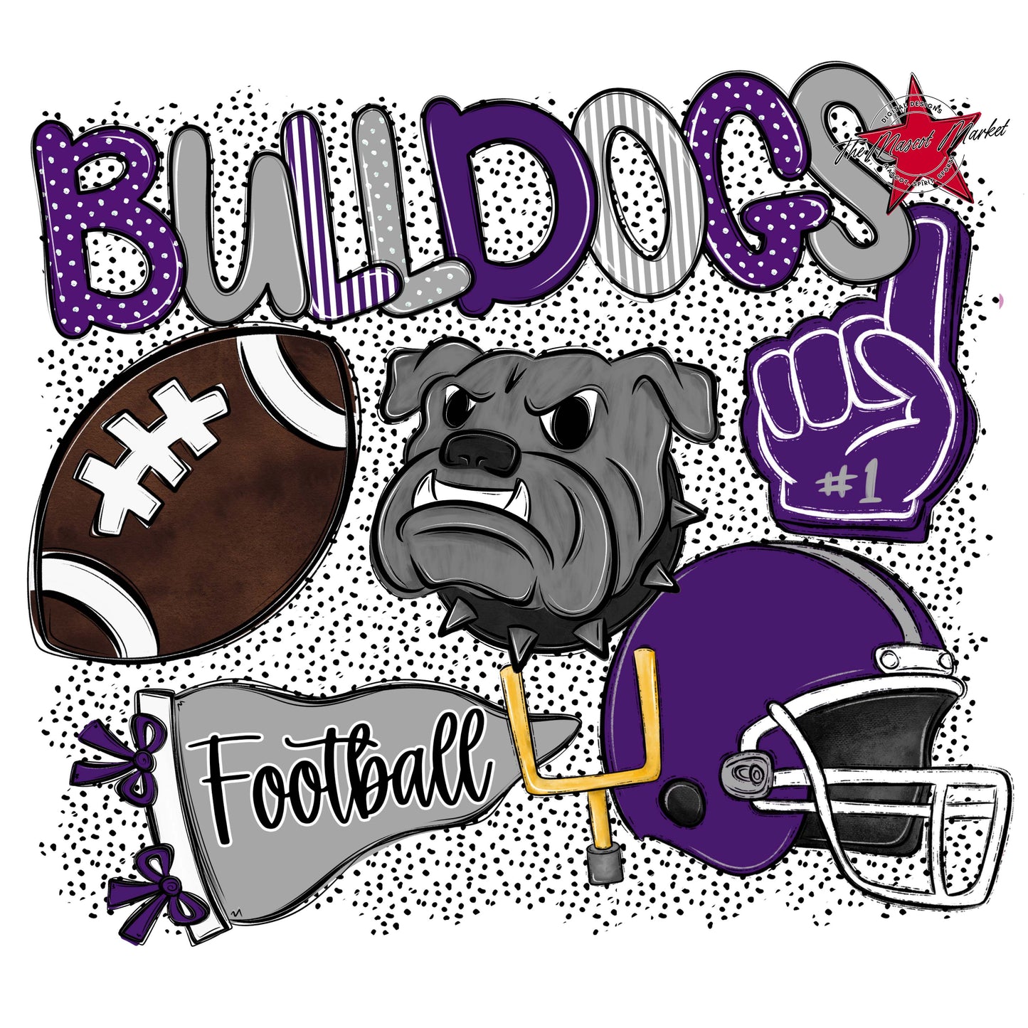 Bulldogs Football Spirit-Purple & Grey