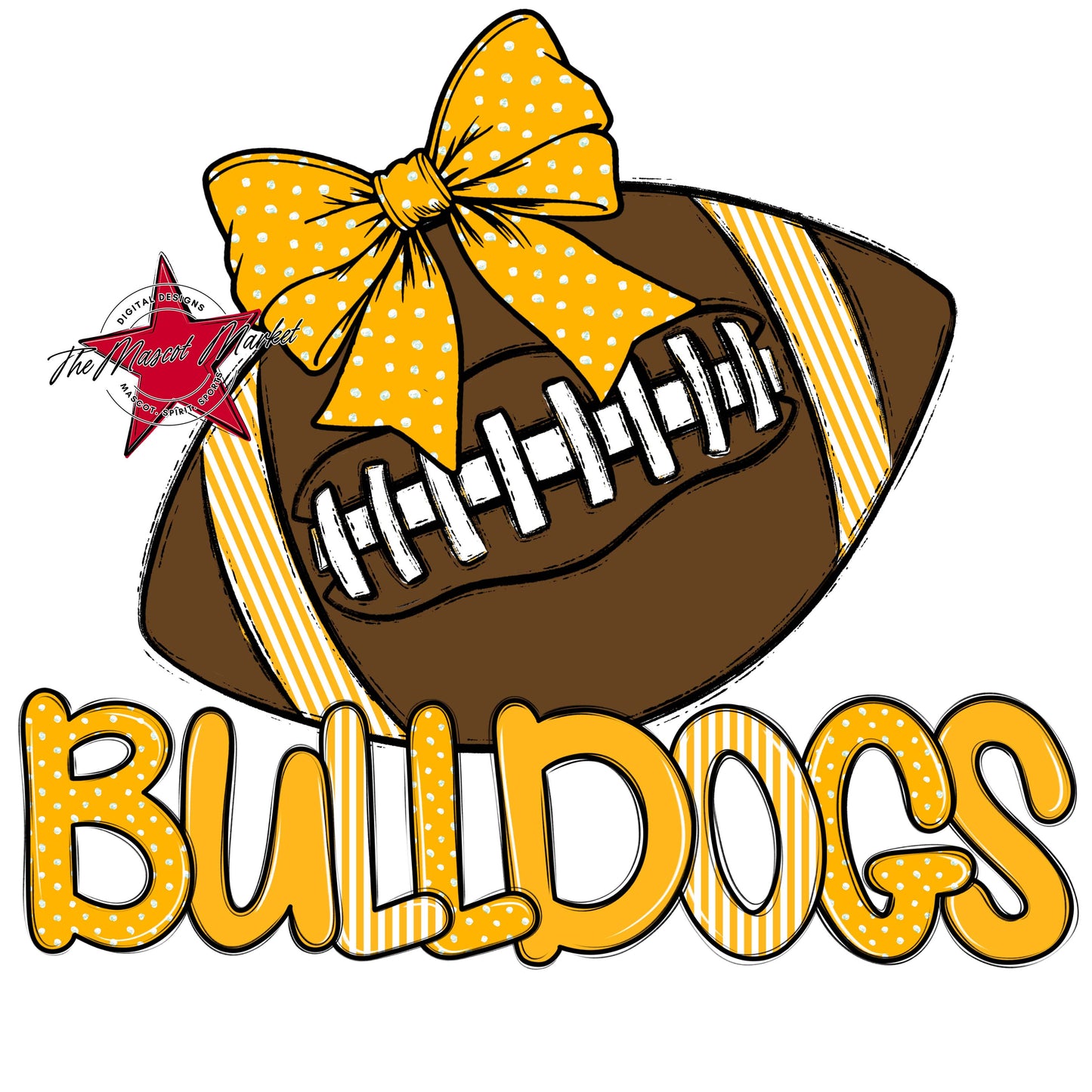 Bulldogs Football Spirit Design-Yellow