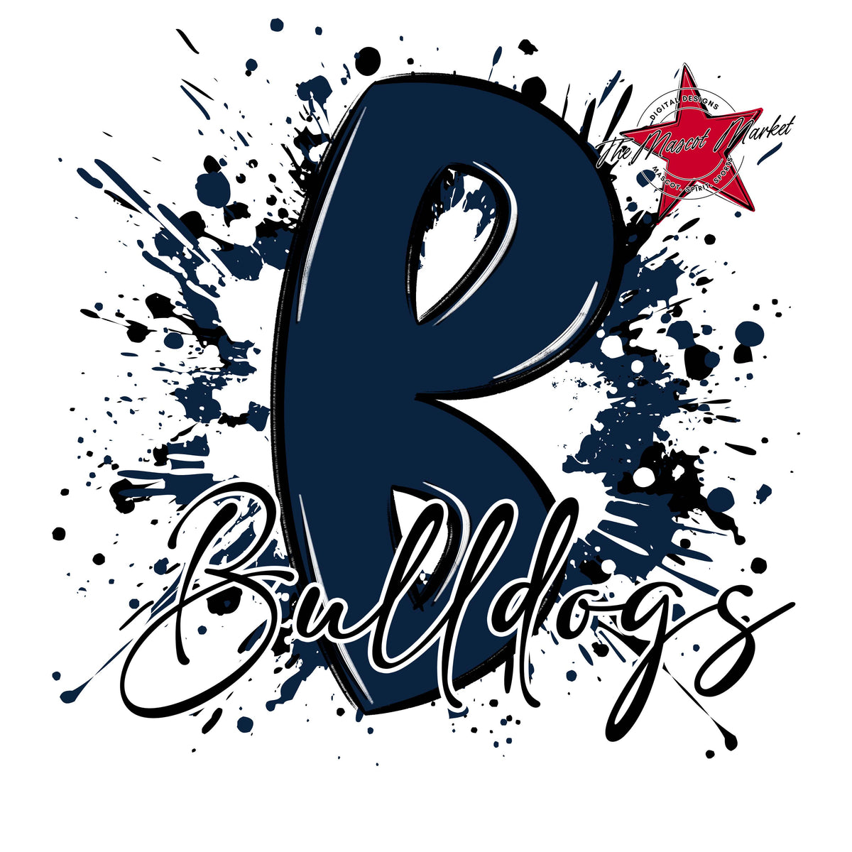 Bulldogs Mascot Splatter-Navy