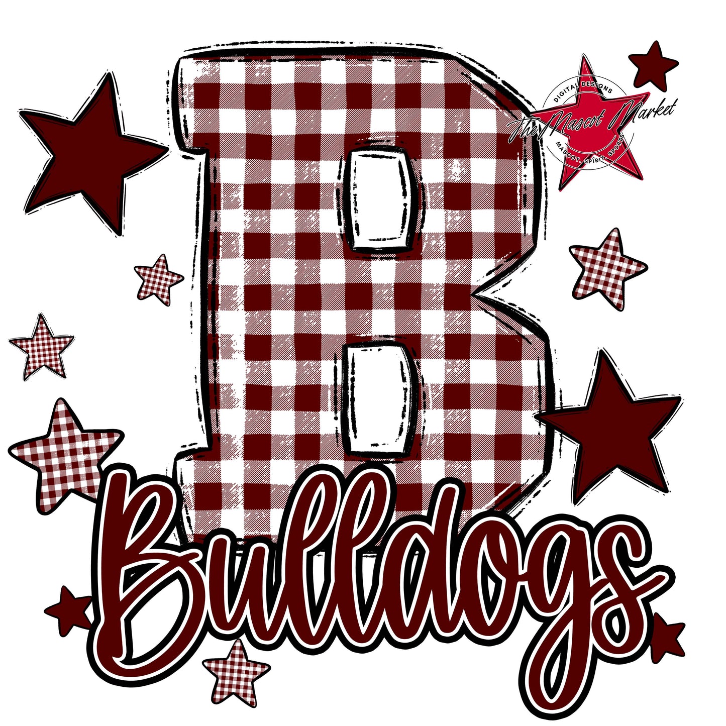 Bulldogs Plaid Star Design-Maroon