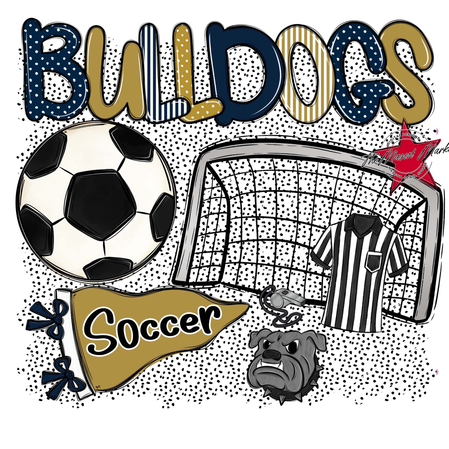 Bulldogs Soccer Spirit-Navy & Gold