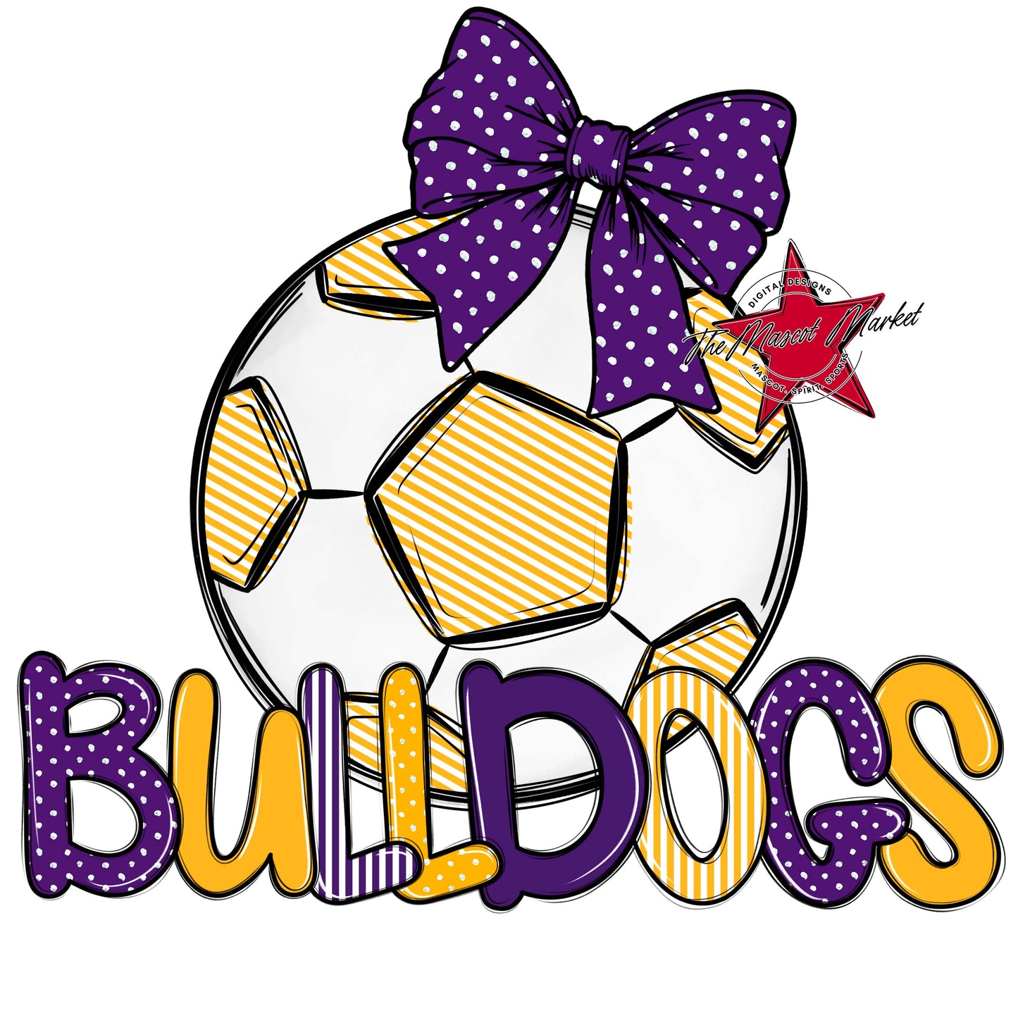 Bulldogs Soccer Spirit Design-Purple & Yellow