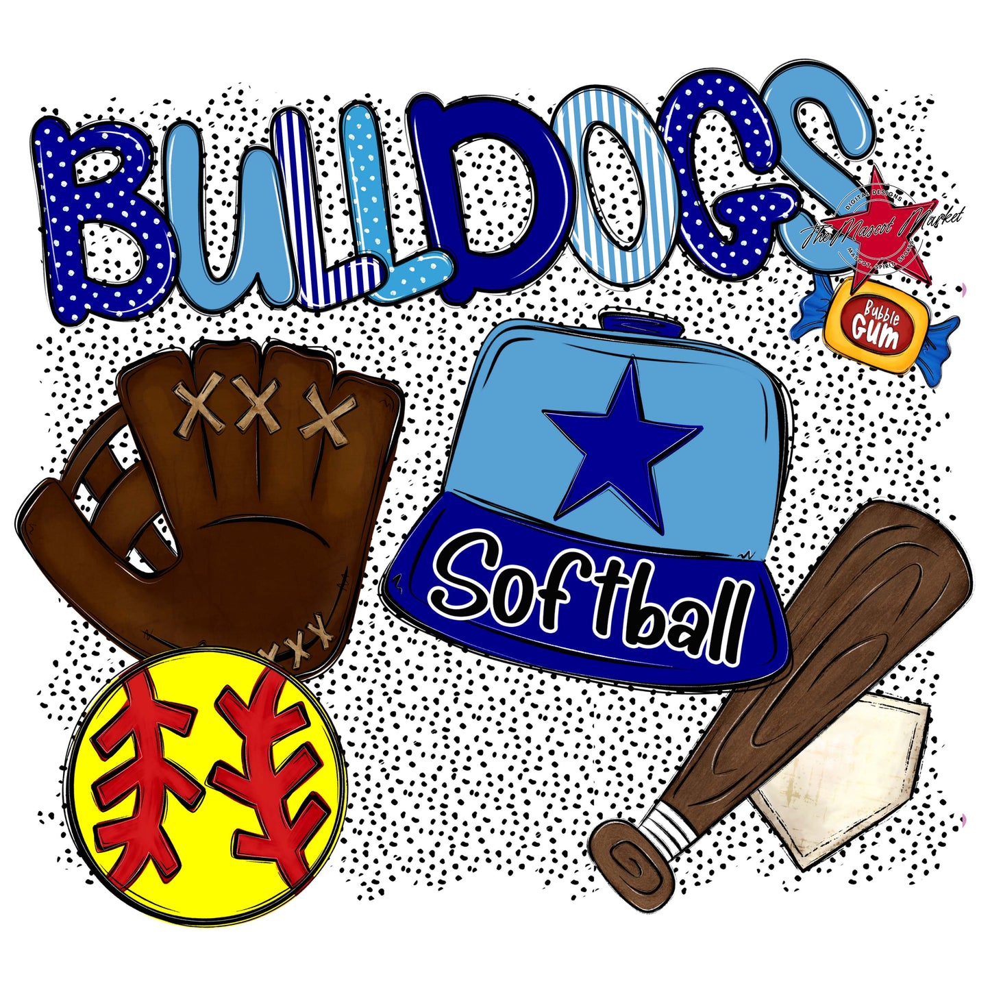 Bulldogs Softball Spirit-Blue & Carolina Blue