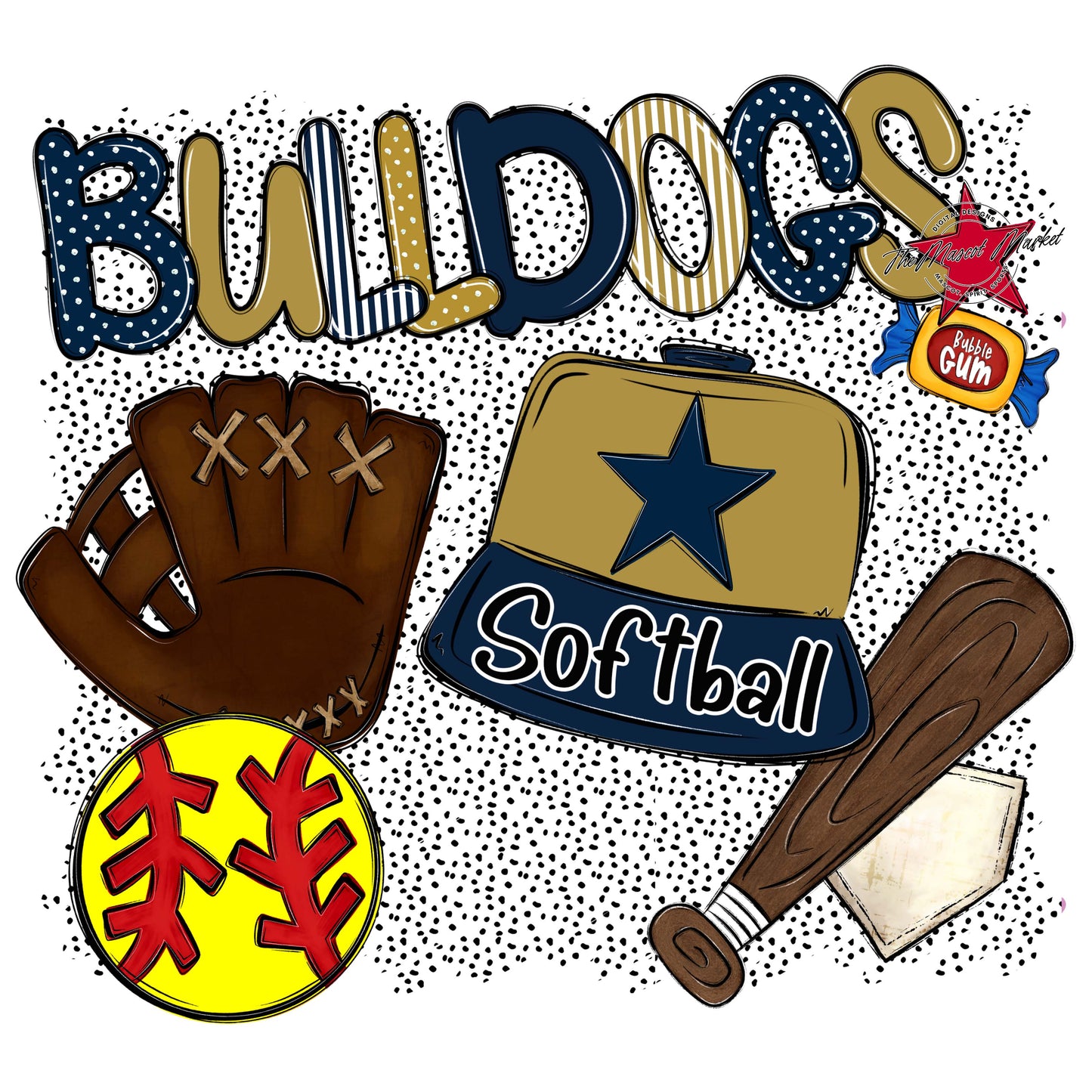 Bulldogs Softball Spirit-Navy & Gold