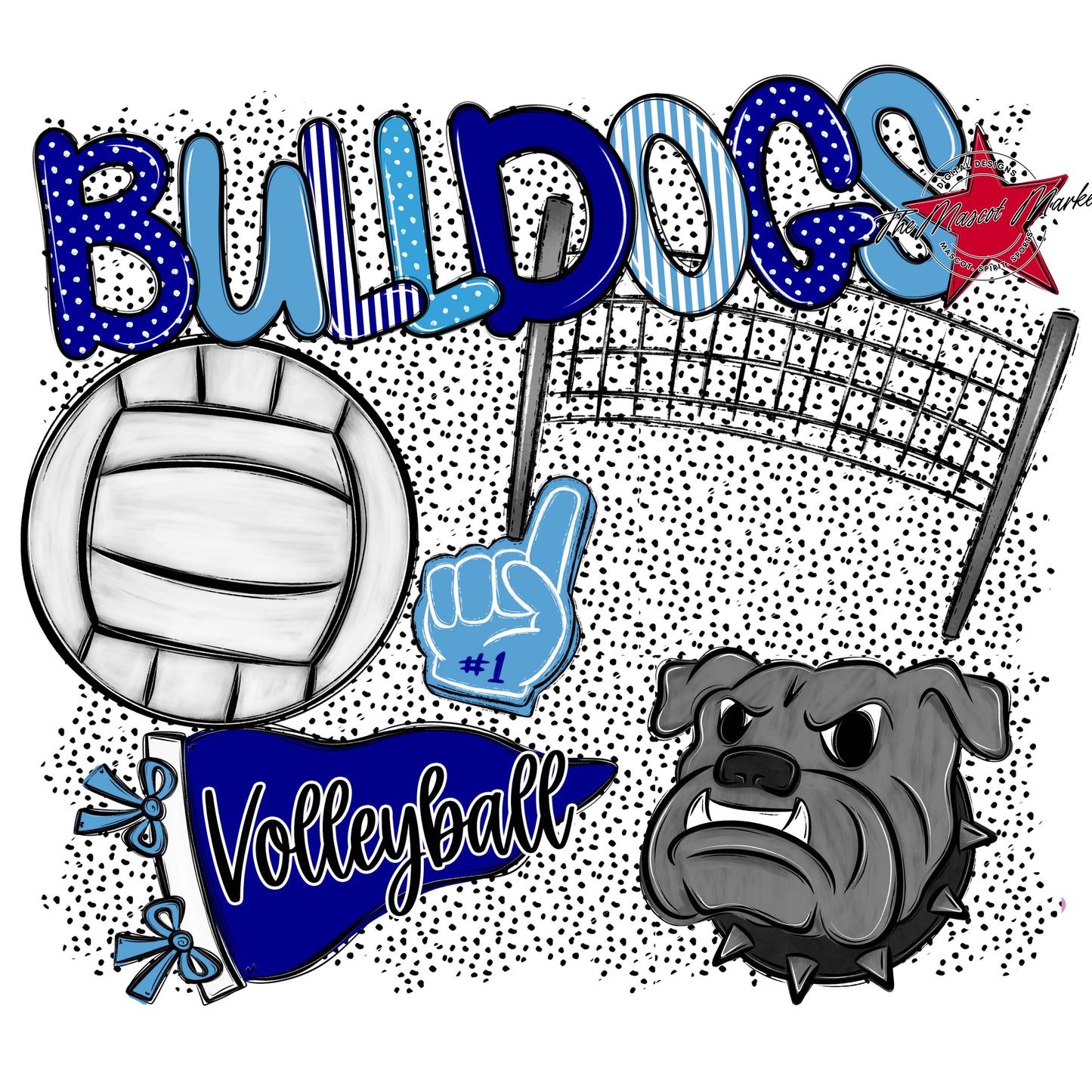 Bulldogs Volleyball Spirit-Blue & Carolina Blue