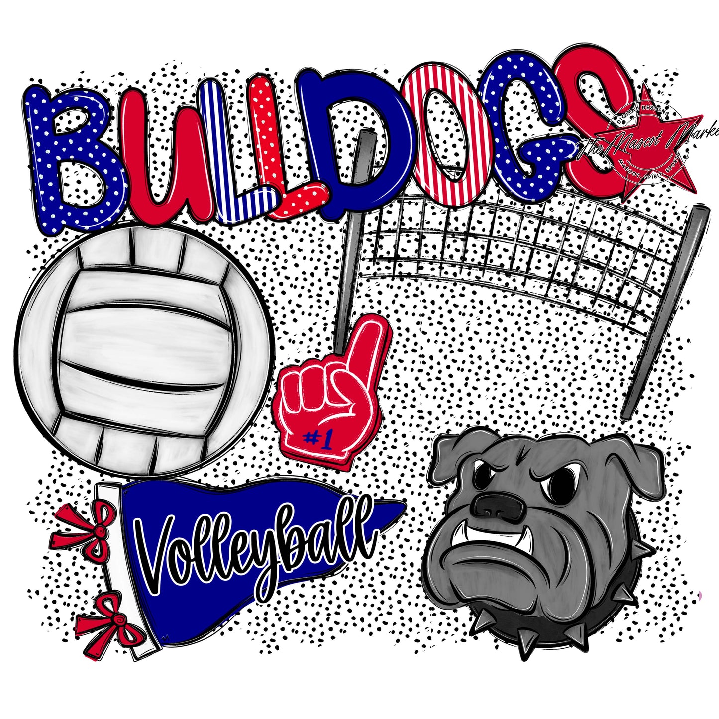 Bulldogs Volleyball Spirit-Blue & Red