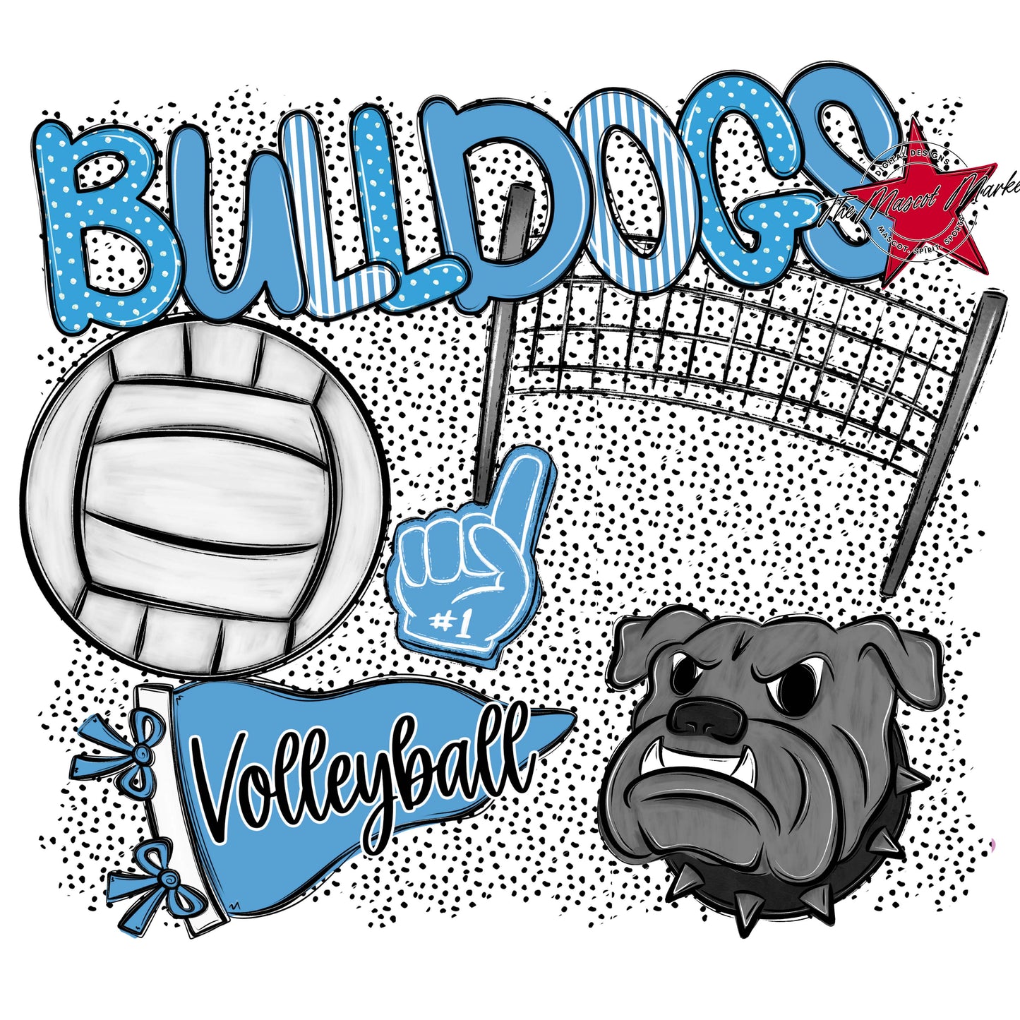 Bulldogs Volleyball Spirit-Carolina Blue